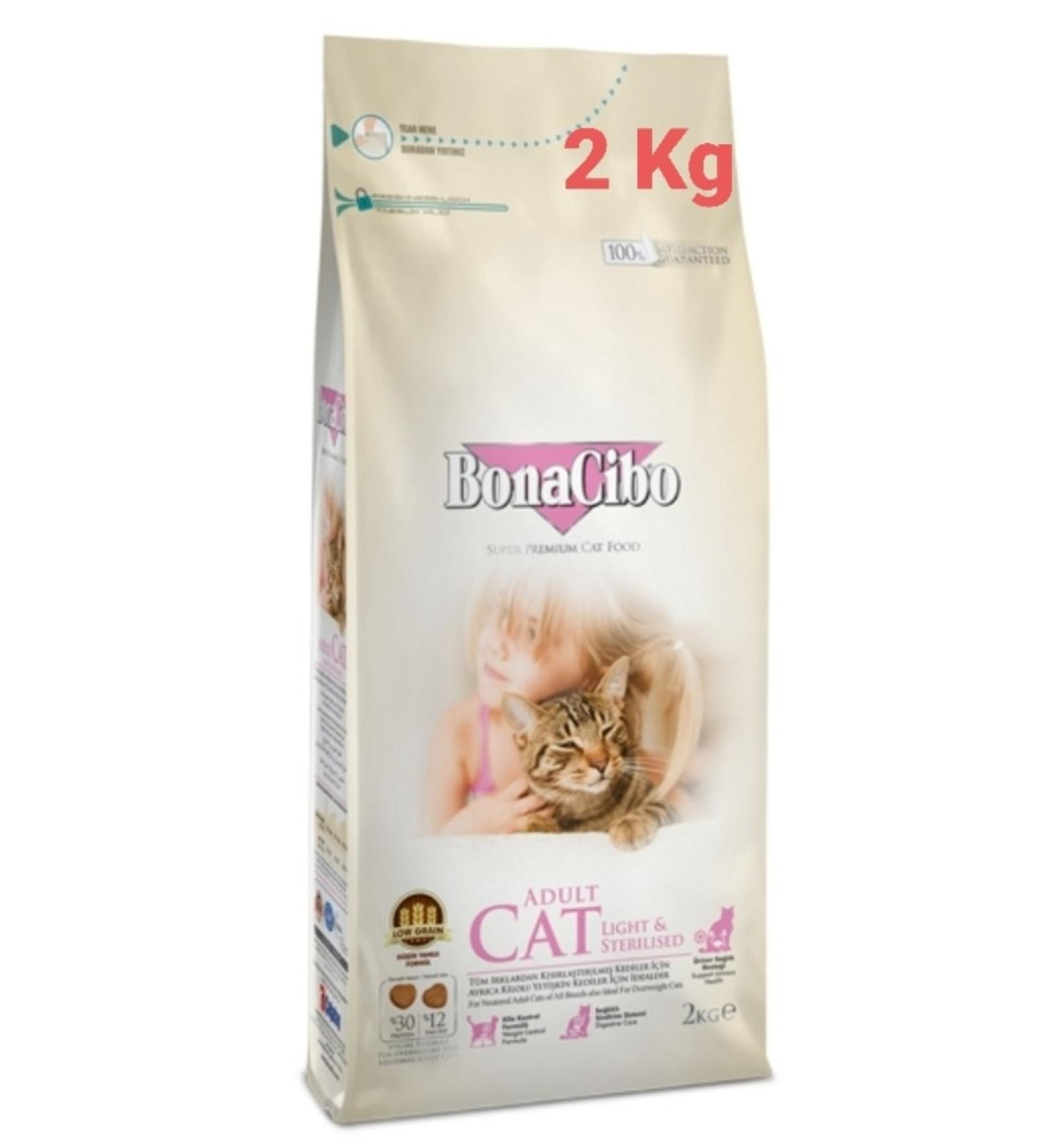 BonaCibo Adult Cat Light - Adult Cat Food for Sterilized Neutered Cats 2 Kg