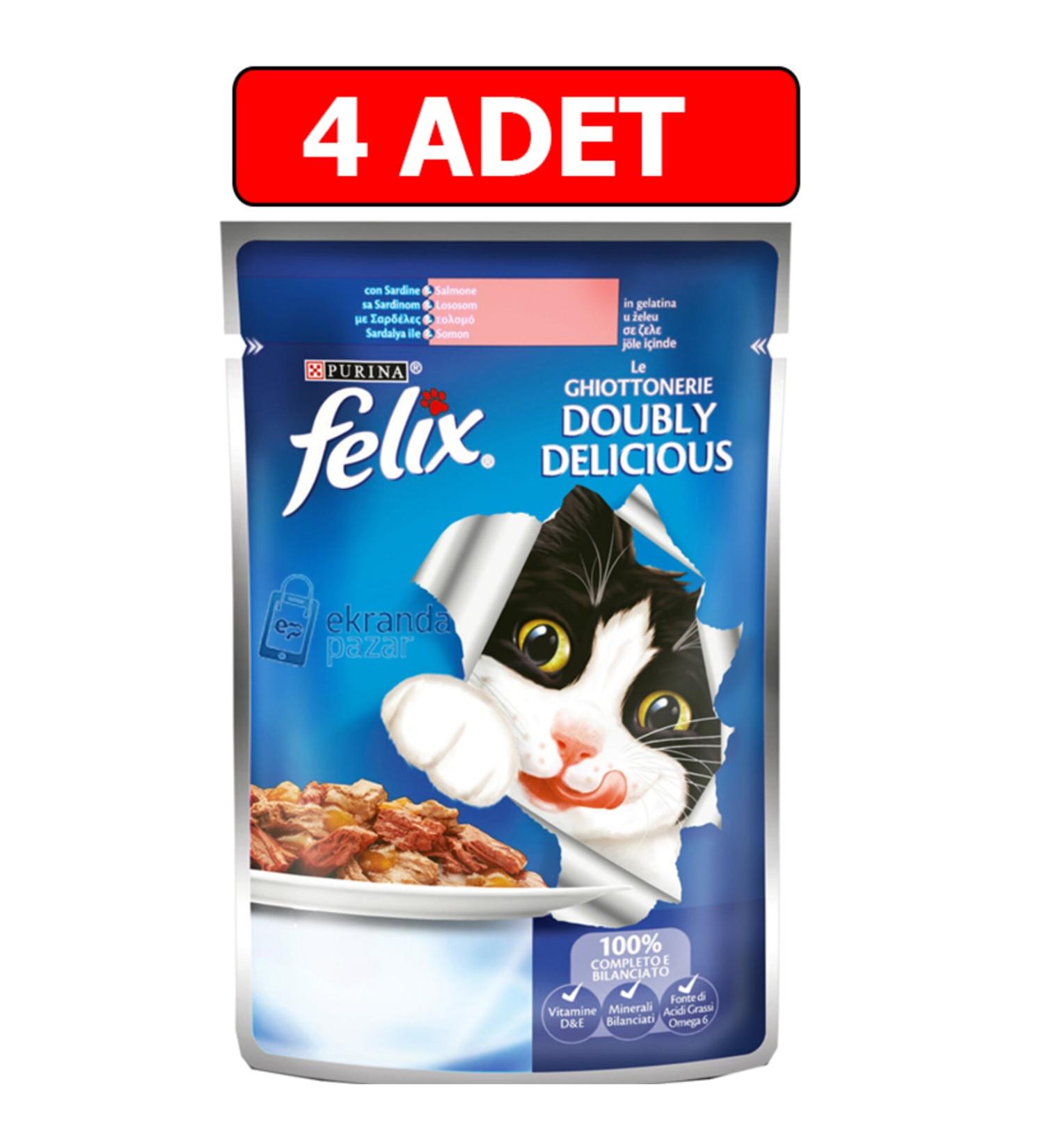 FELIX Sardine and Salmon Cat Wet Food 100 Gr X 4 Pieces Wet Food Pouch