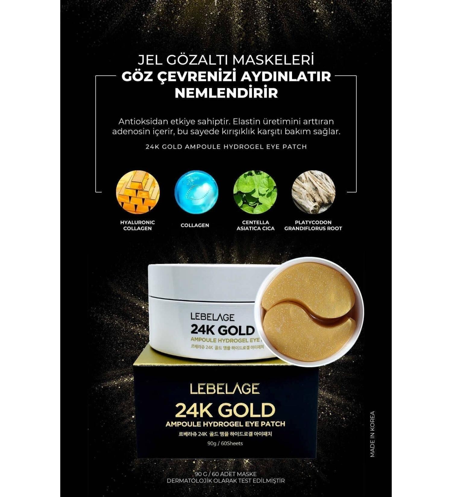 LEBELAGE 24k Anti-Puffiness Anti-Wrinkle and Brightening Eye Mask Gold Ampoule Hydrogel Eye Patch