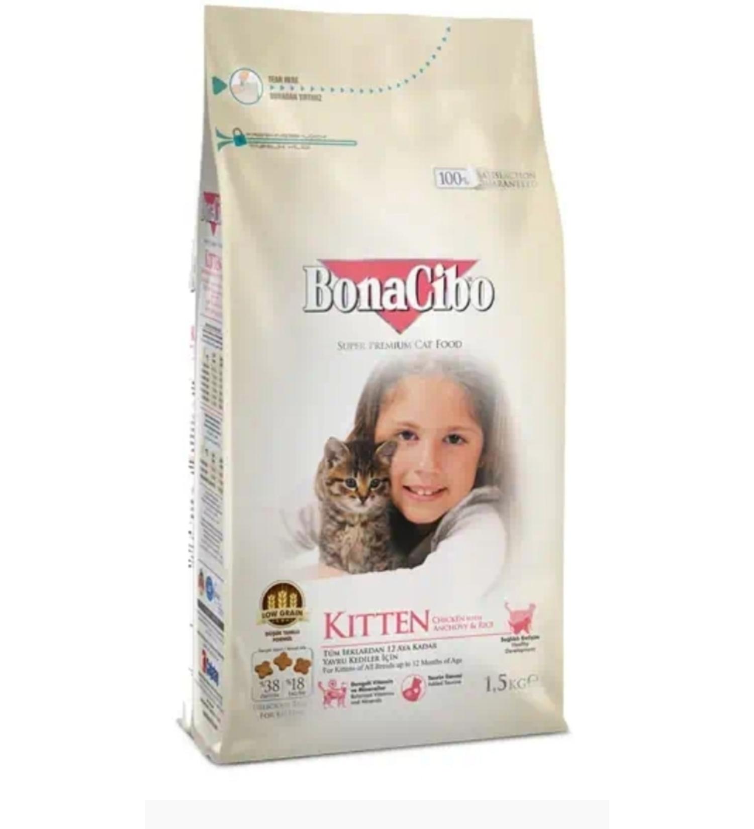 BonaCibo Kitten Kitten Food with Chicken Anchovy and Rice 1.5 kg