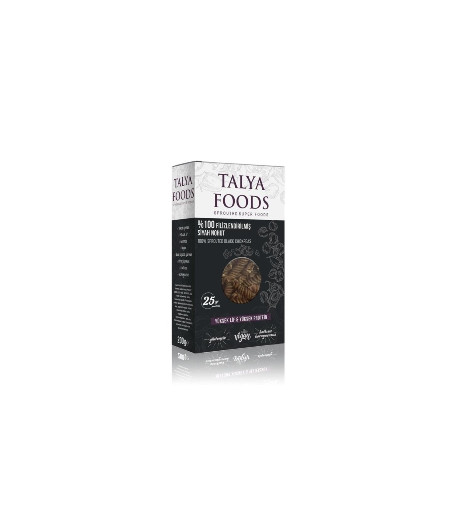 TALYA FOODS Organic Gluten-Free Pasta 0 Sprouted Black Chickpea Pasta 200 gr
