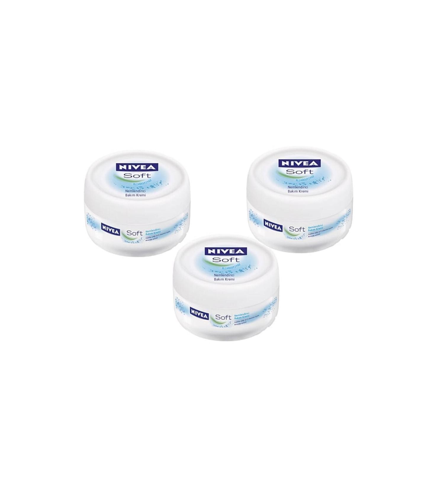 NIVEA Soft Moisturizing Care Cream Face Body Hand 200ml X3 Pieces