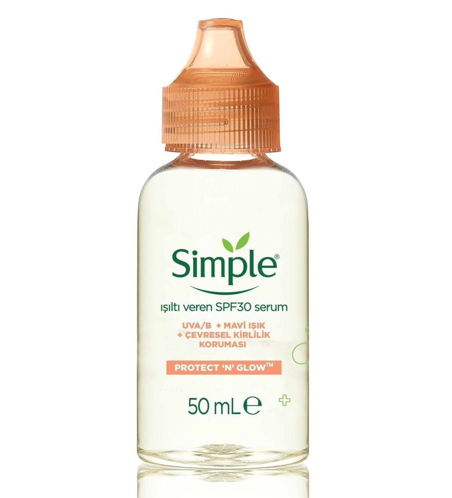 Simple Protect & Glow Skin Care Serum with Radiance Spf30 & Vitamin E 50 ml
