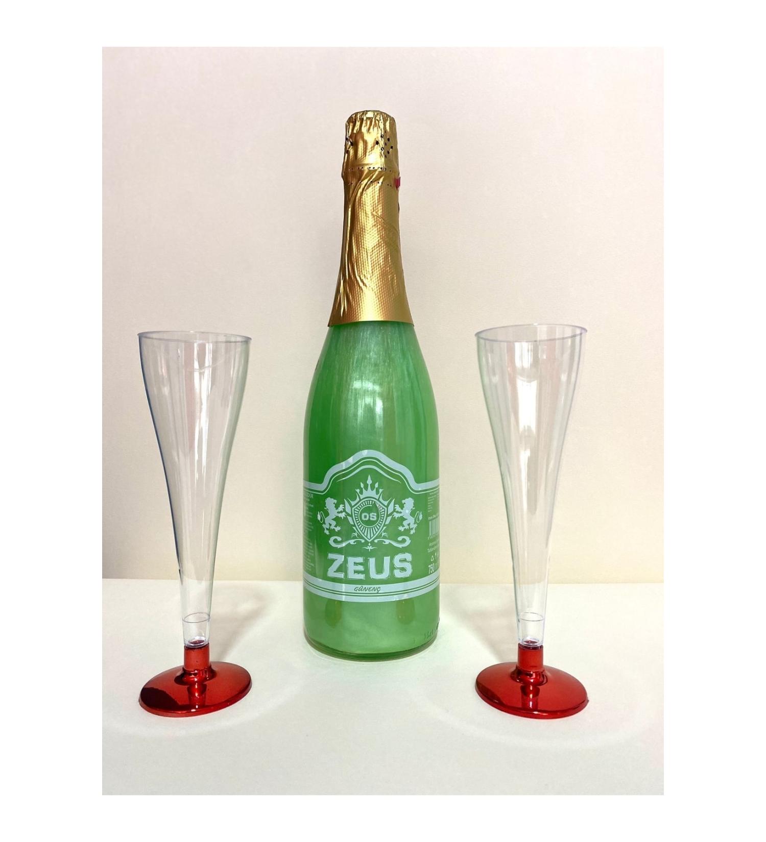 OS ZEUS Lime Mint Flavored Non-Alcoholic Carbonated Drink and 2 Glasses