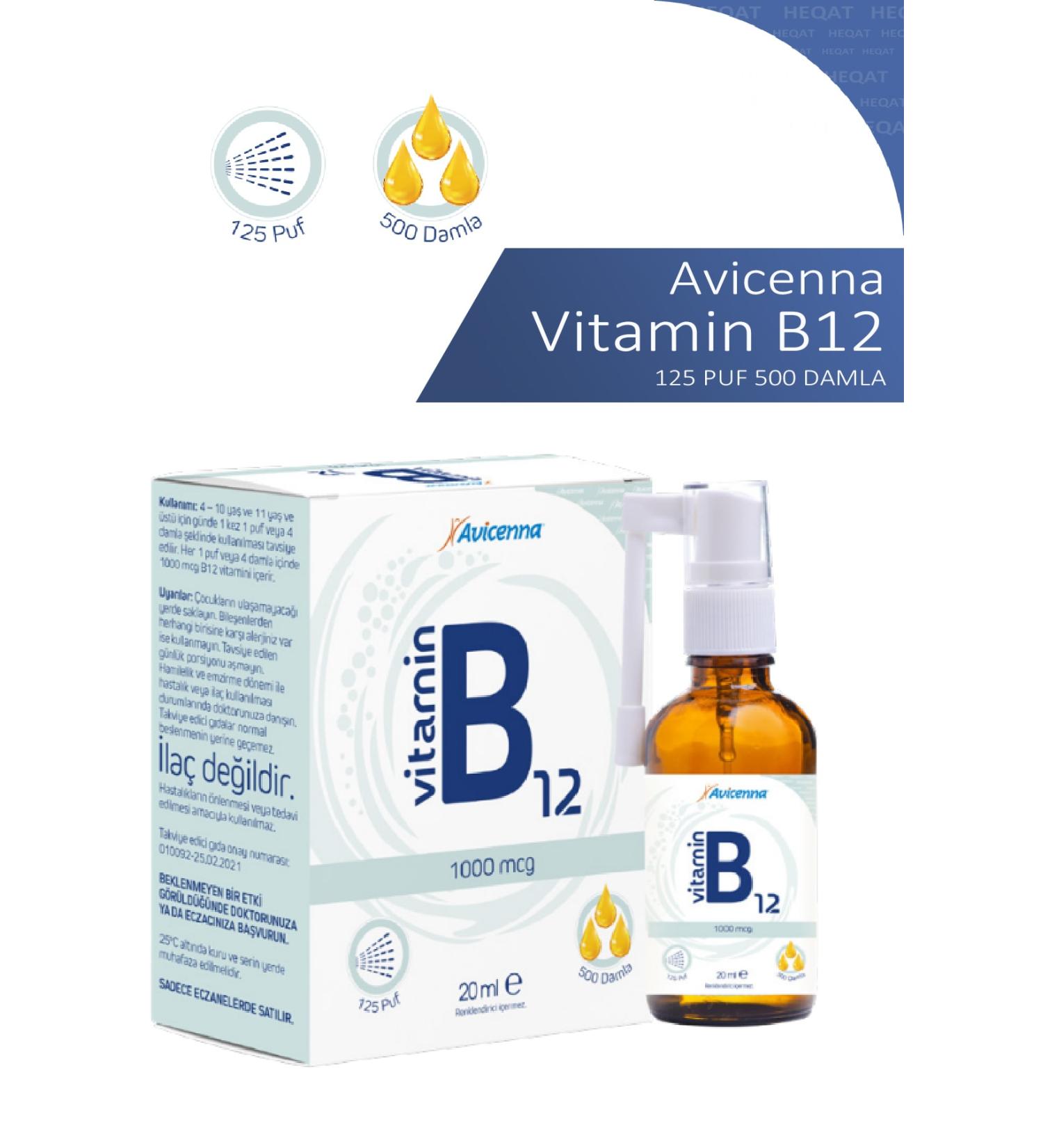 Avicenna Vitamin B12 1000 Mcg - 500 Drops Spray - 8690097525993