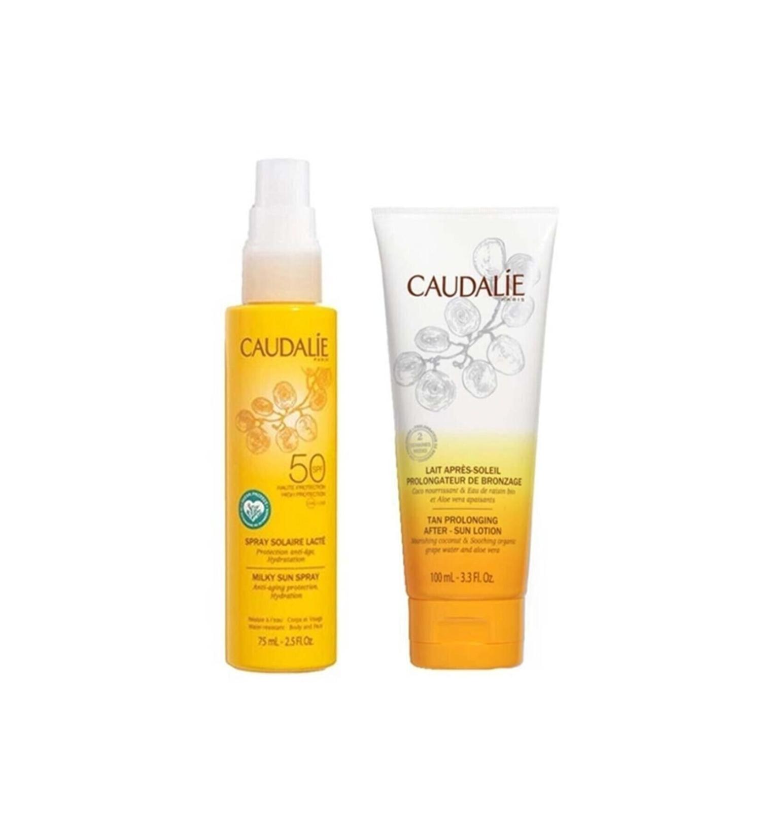 Caudalie Sun Milk 50 spf 75 ml Spray + After Sun Cream 100 ml.