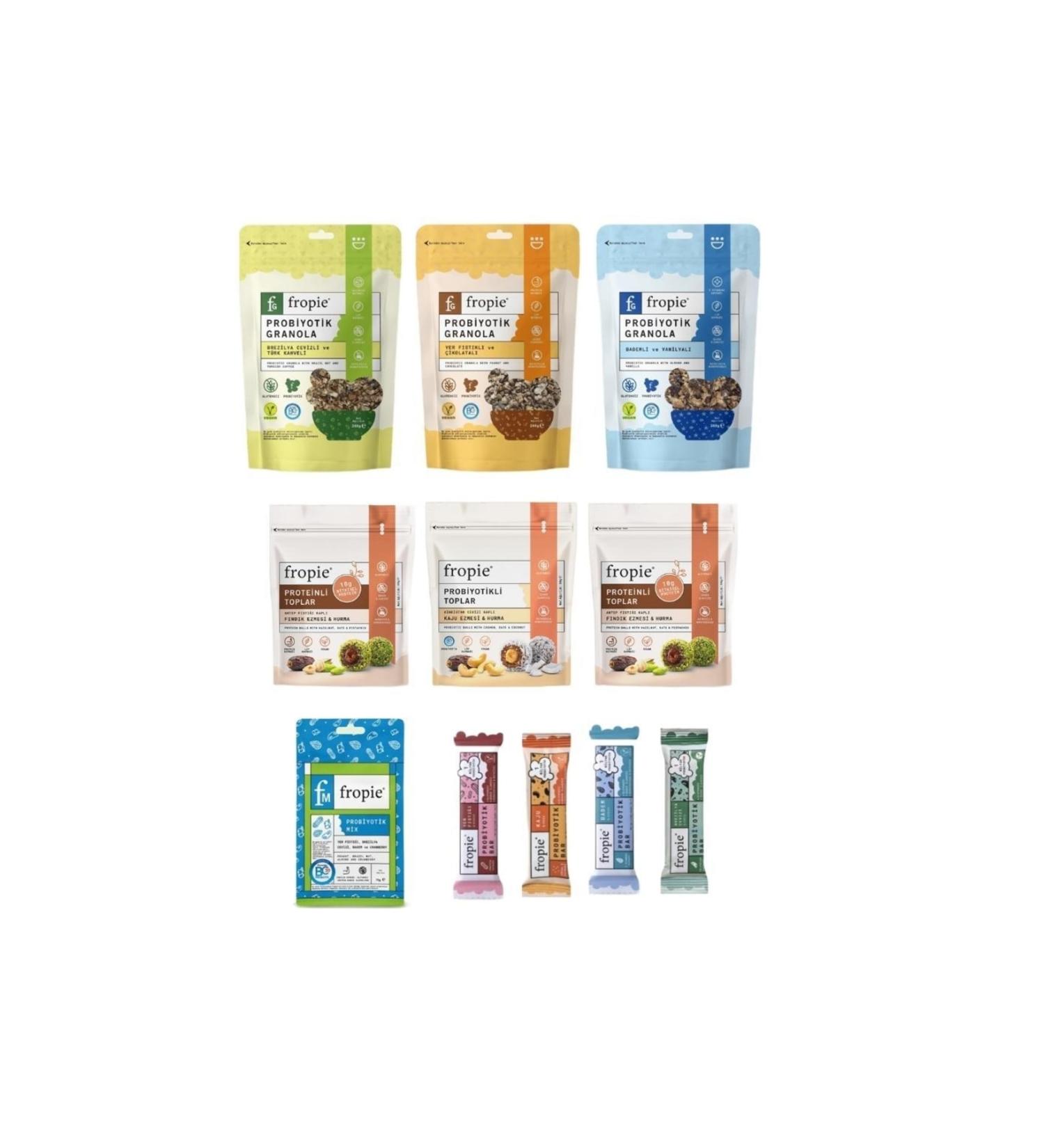FROPIE Mega Probiotic Package Granola Snack Balls Probiotic Mix and Mixed Bar