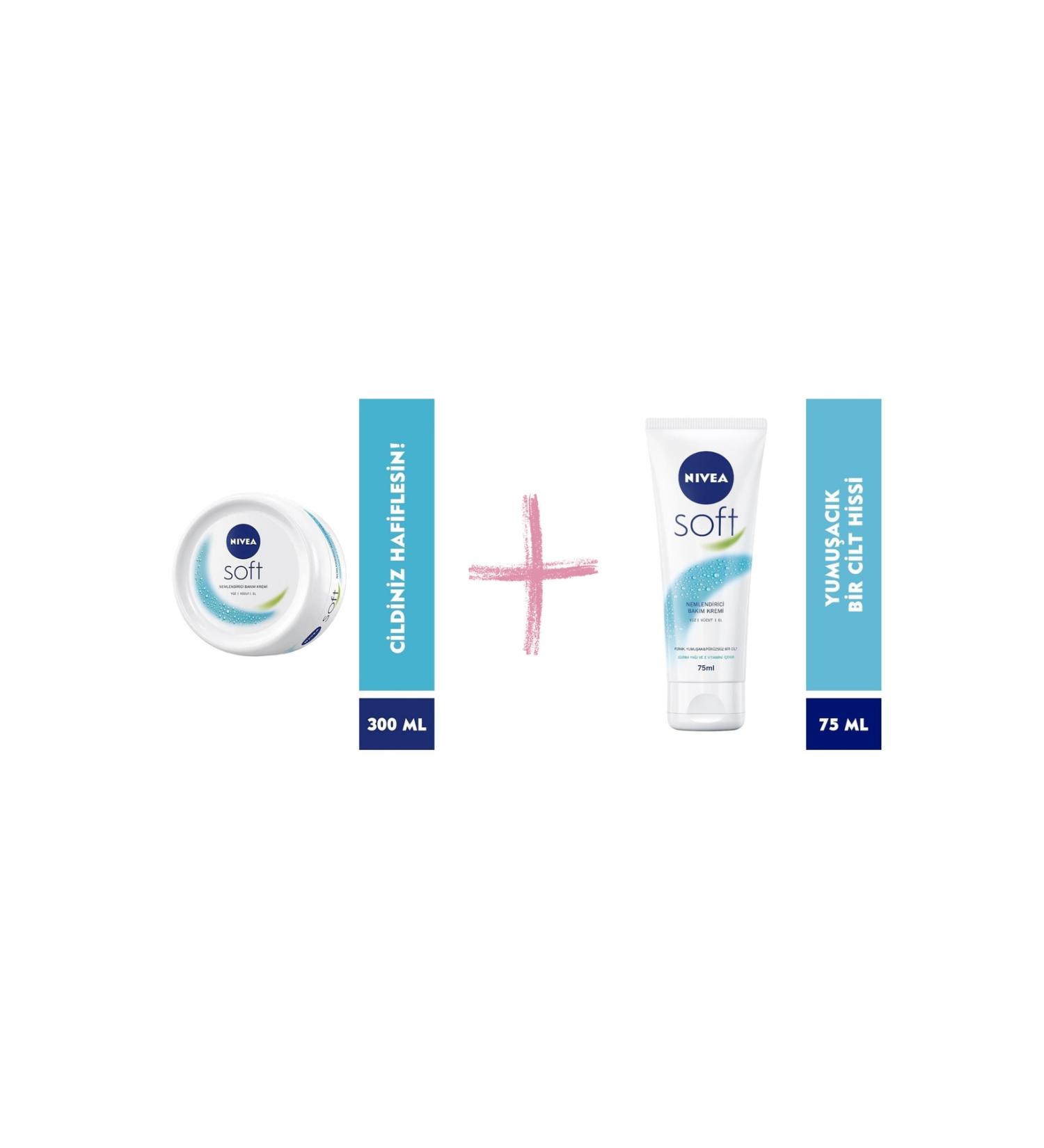 NIVEA Soft Moisturizing Care Cream 75 ml & Soft Moisturizing Care Cream 300ml