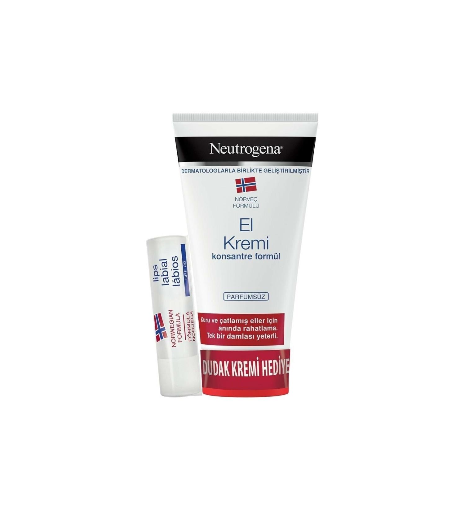 Neutrogena Unscented Hand Cream 75ml and Lip Balm