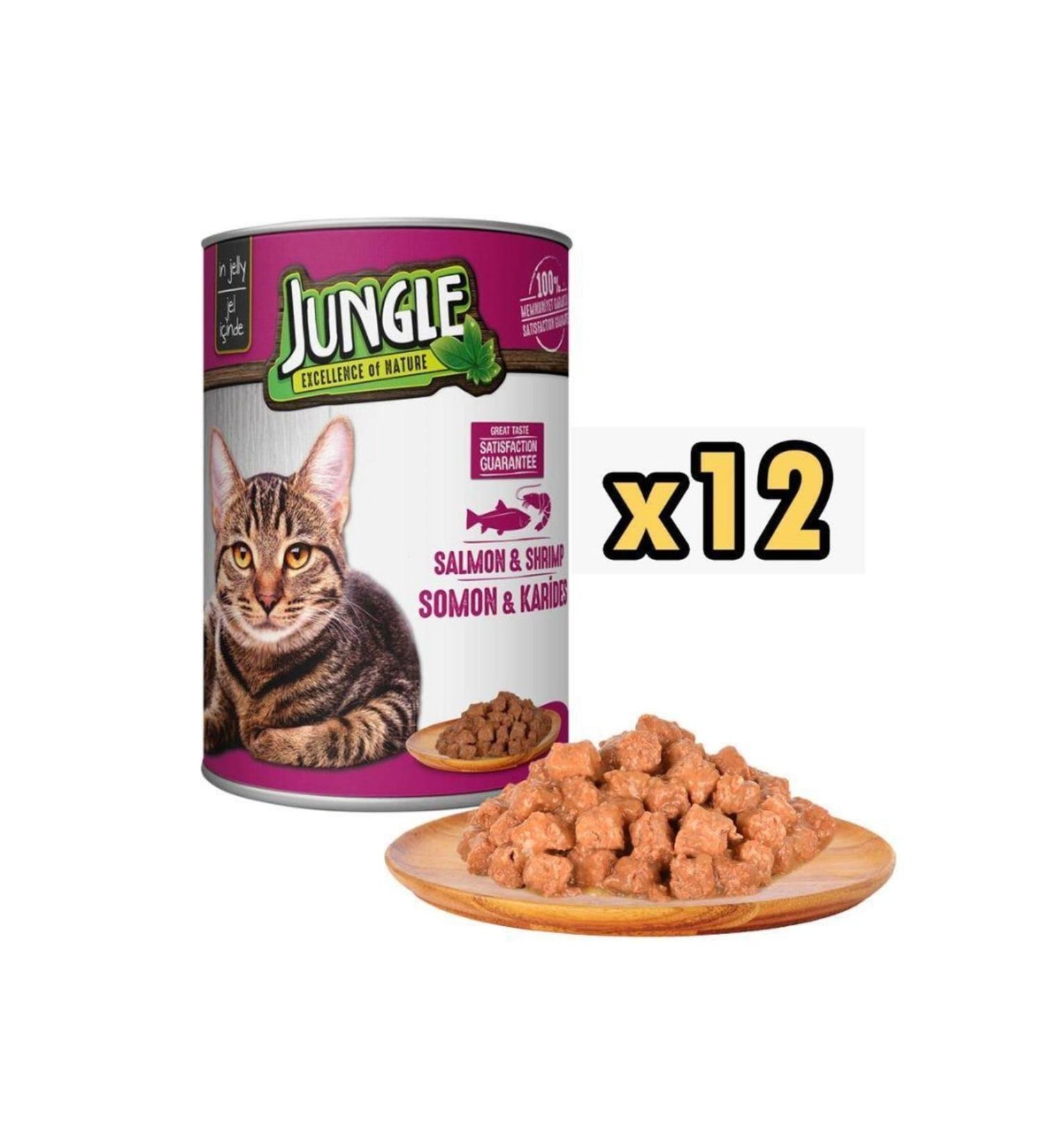 Jungle Salmon and Shrimp Cat Canned Food 415 Gr X 12 Pieces