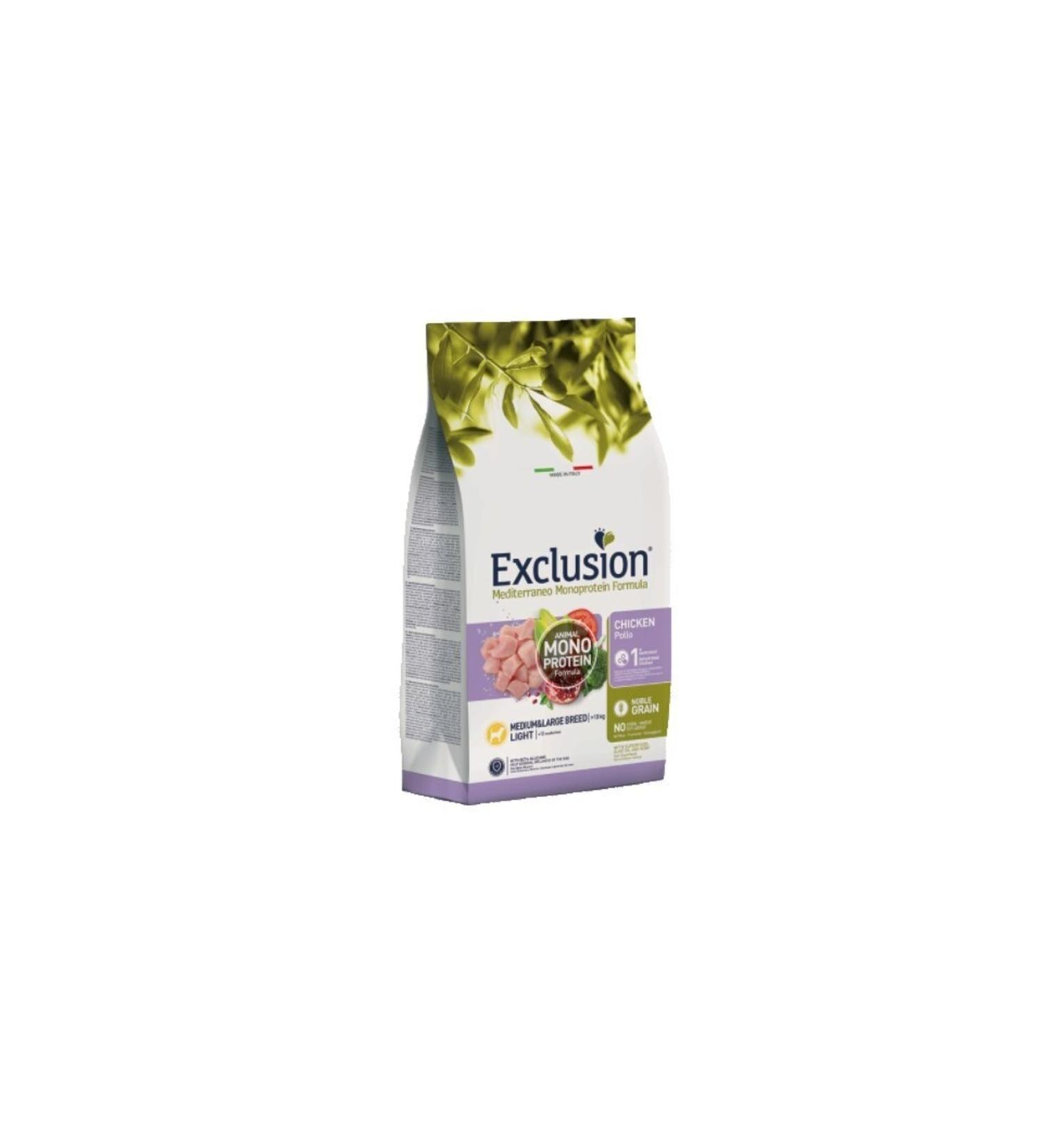 Exclusion Low Grain Monoprotein Chicken and Pomegranate Light Dog Food 12 Kg