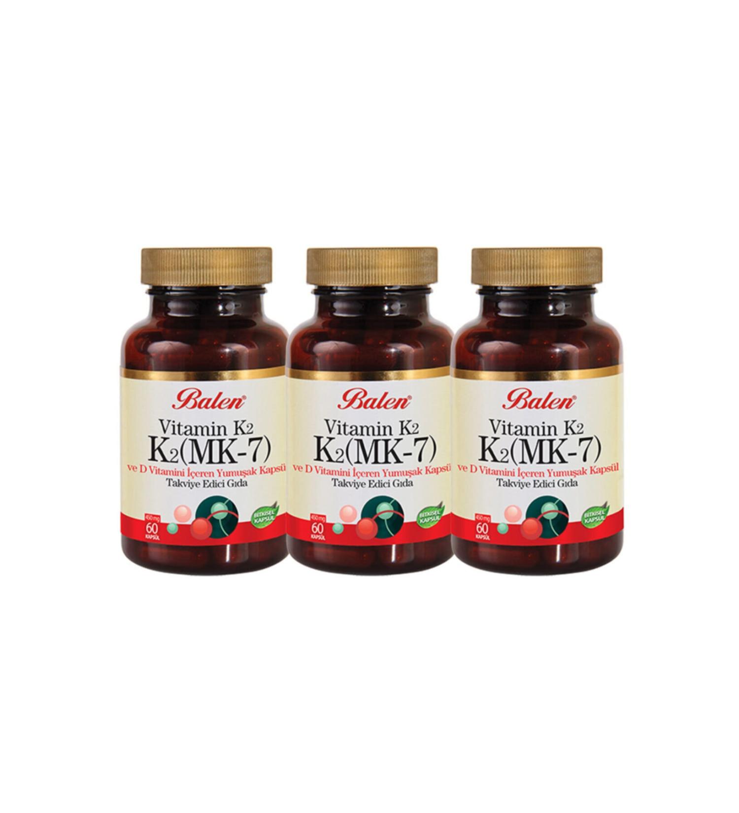 Balen Vitamin K2- Softgels Containing K2 Mk-7 and Vitamin D X 3 Pieces