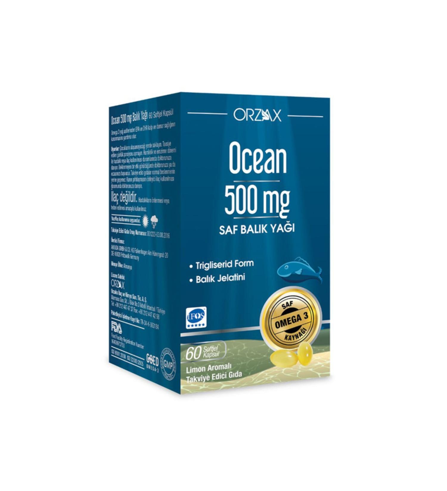 Ocean 500mg Omega-3 Fish Oil 60 Capsules