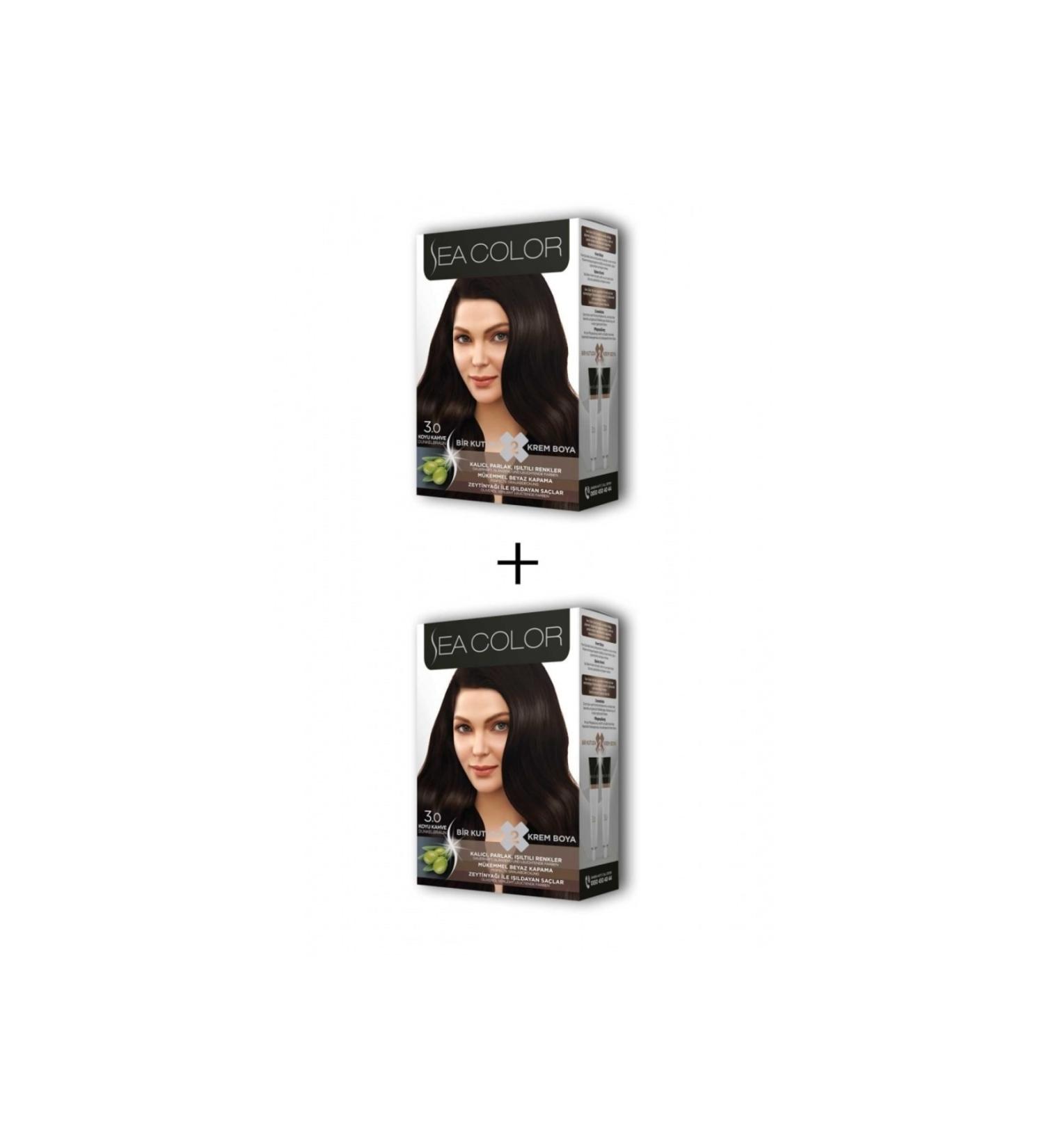 2x2 Tube Cream Hair Dye Set Dark Brown No:3.0