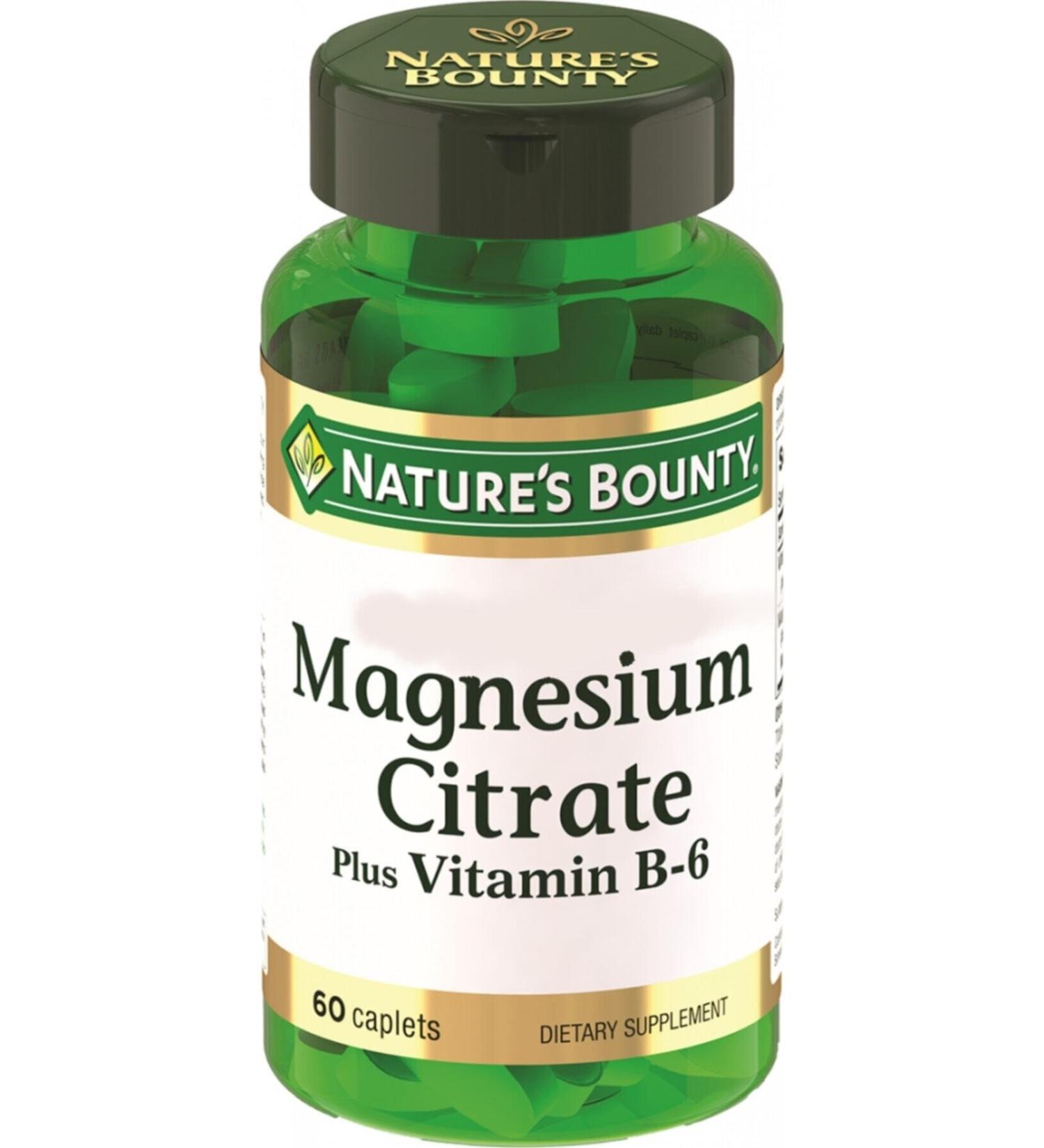 Natures Bounty Magnesium Citrate Plus Vitamin B6 60 Caplets
