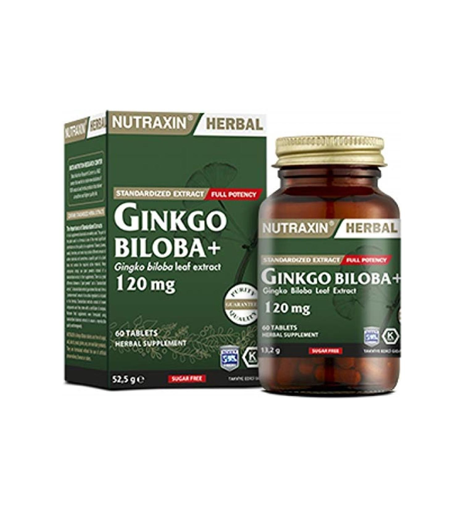 Nutraxin Ginkgo Biloba 60 Tablets 1 Pack (From 1 X 60 Tablets) - Buy Online on GoSupps.com