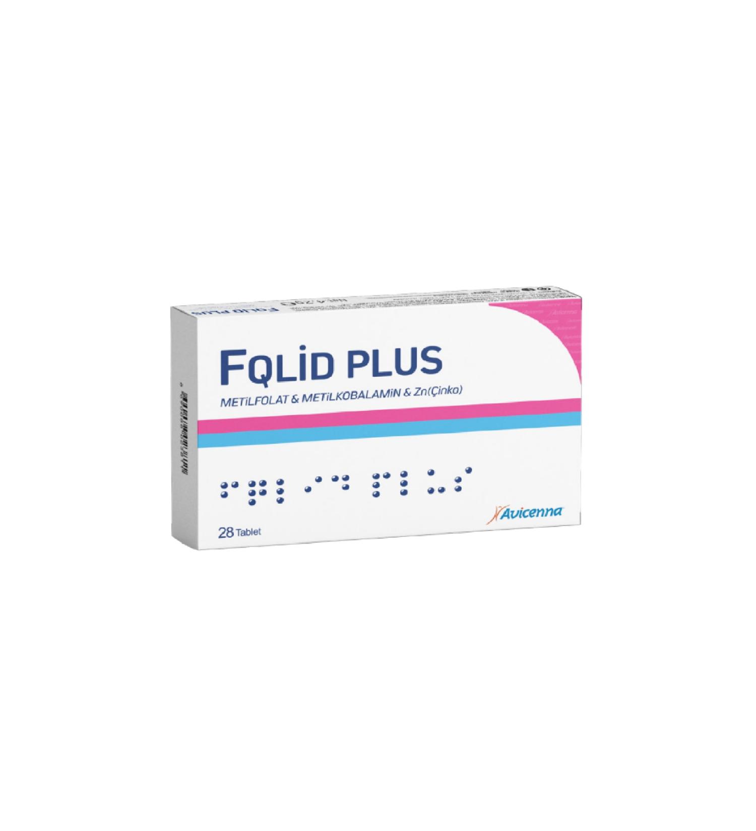 Avicenna Fqlid Plus - Food Supplement Containing Methylfolate Methylcobalamin and Zinc - 28 Tablets