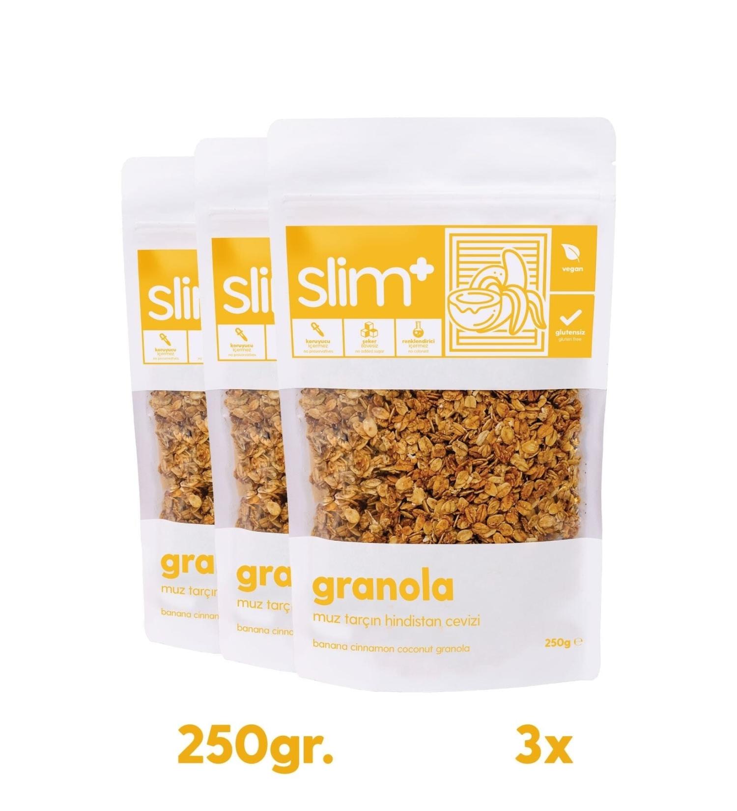 slimplus 3 Pack Banana Cinnamon Coconut Gluten Free No Added Sugar Vegan Granola 250gr - Buy Online on GoSupps.com