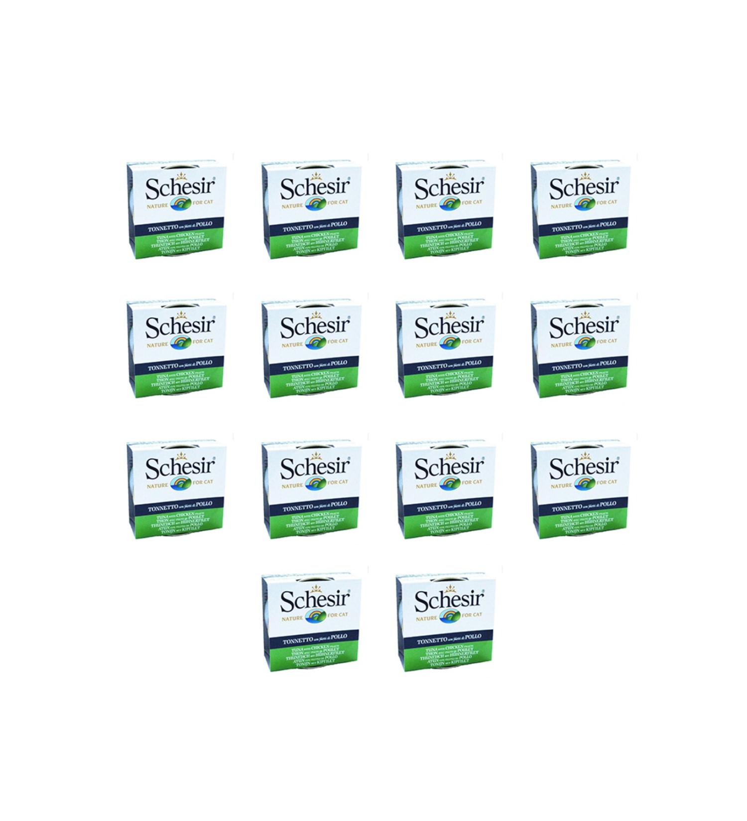 Schesir Tuna and Chicken Cat Canned Food 85 Gr 14 Pieces