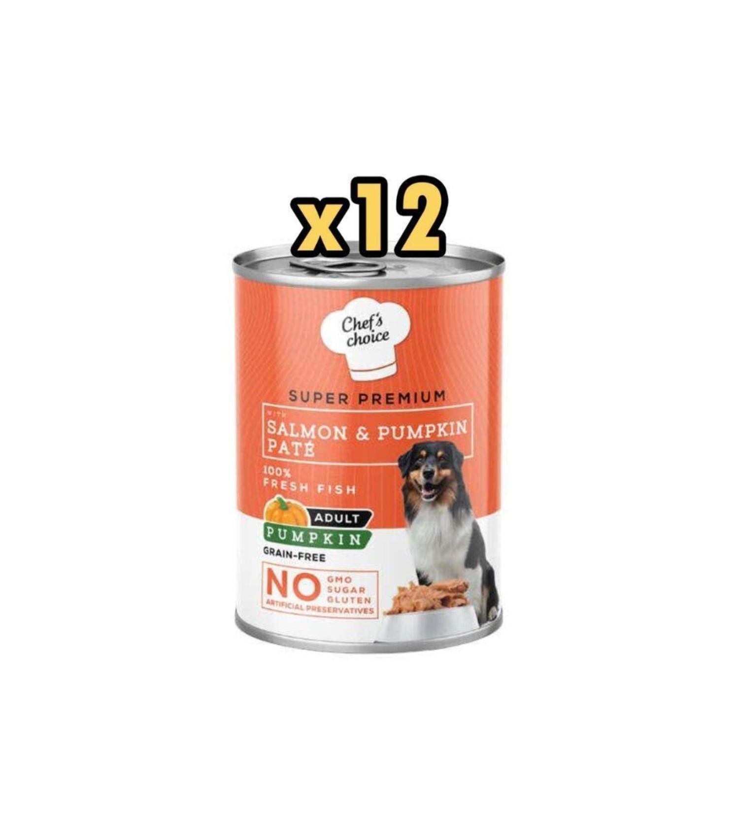 Chefs Choice New Pumpkin Pate Salmon Pumpkin and Vegetable Dog Food 400 gr X 12 Pieces