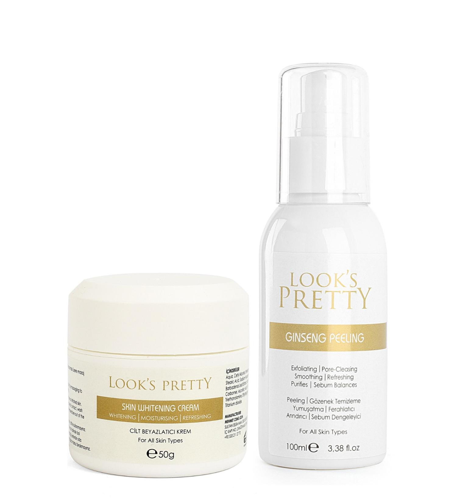 looks pretty Ginseng Essence Facial Peeling 100 Ml + Skin Whitening Cream 50gr