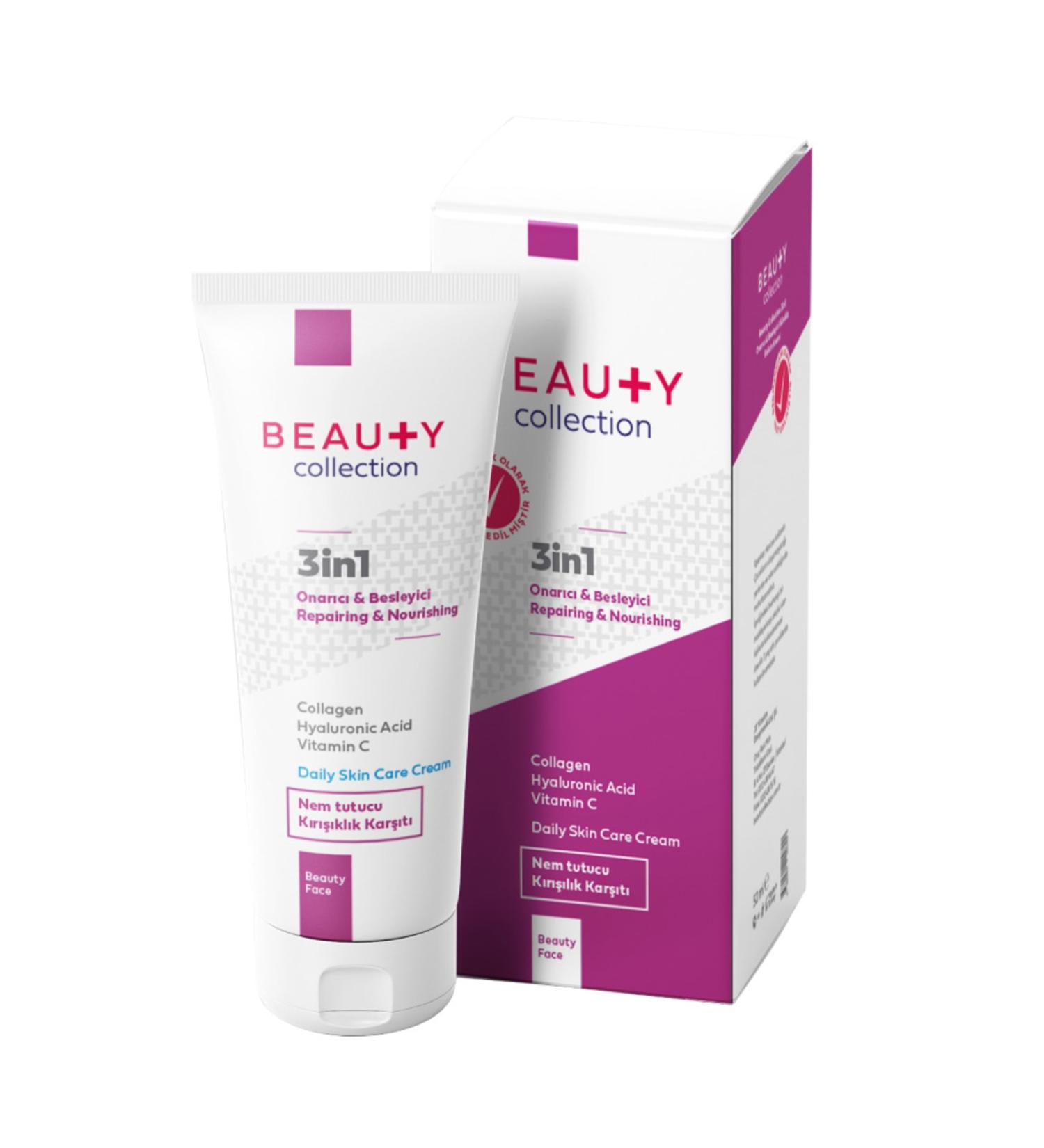 Beauty Face 3in1 Anti-Wrinkle Ultra Moisture Retaining Collagen Hyaluronic Acid Vitamin C Care Cream