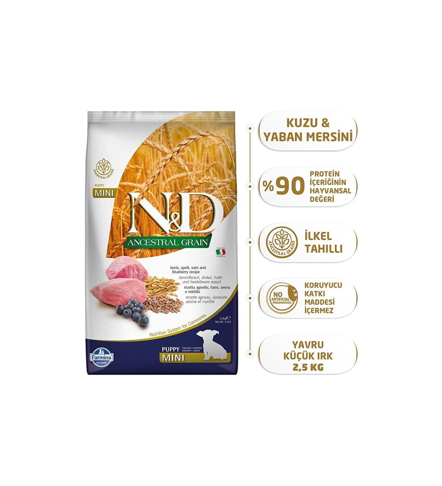 & D Nd Ancestral Grain Low Grain Lamb Blueberry Puppy Small Breed Dog Food - 2.5 Kg