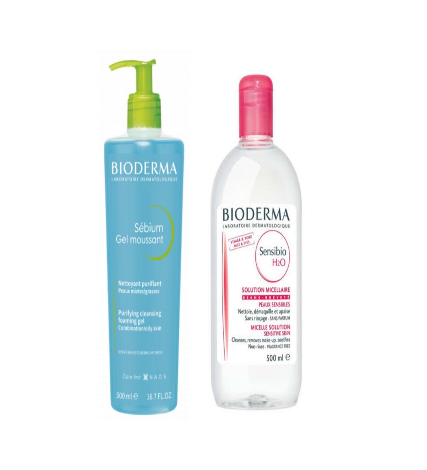 Bioderma Sebium Foaming Gel 500 ml & Sens bio H2o 500ml