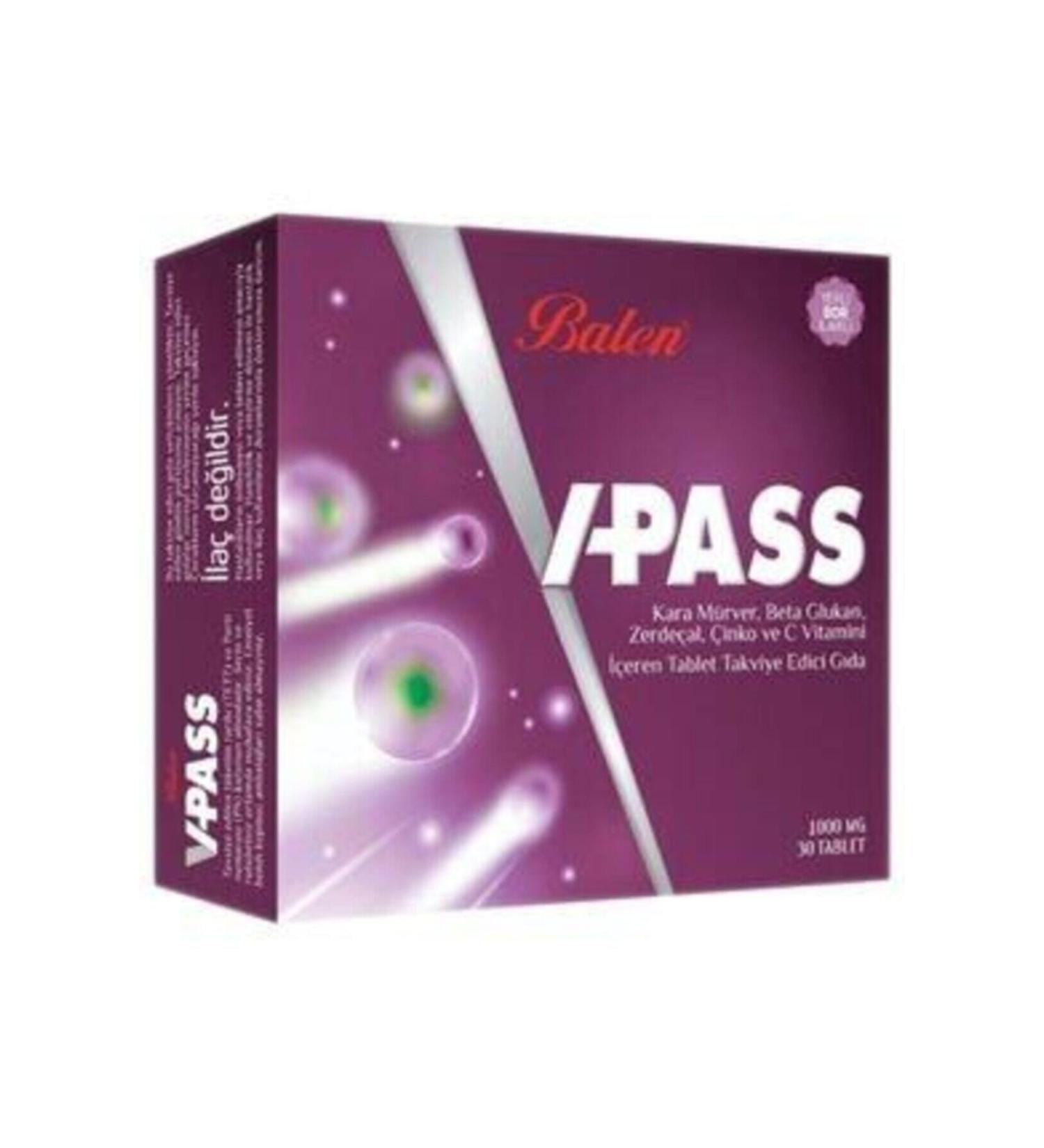 Balen V-pass Black Elderberry Beta Glucan Turmeric Zinc and Vitamin C 1000 Mg 30 Tablets