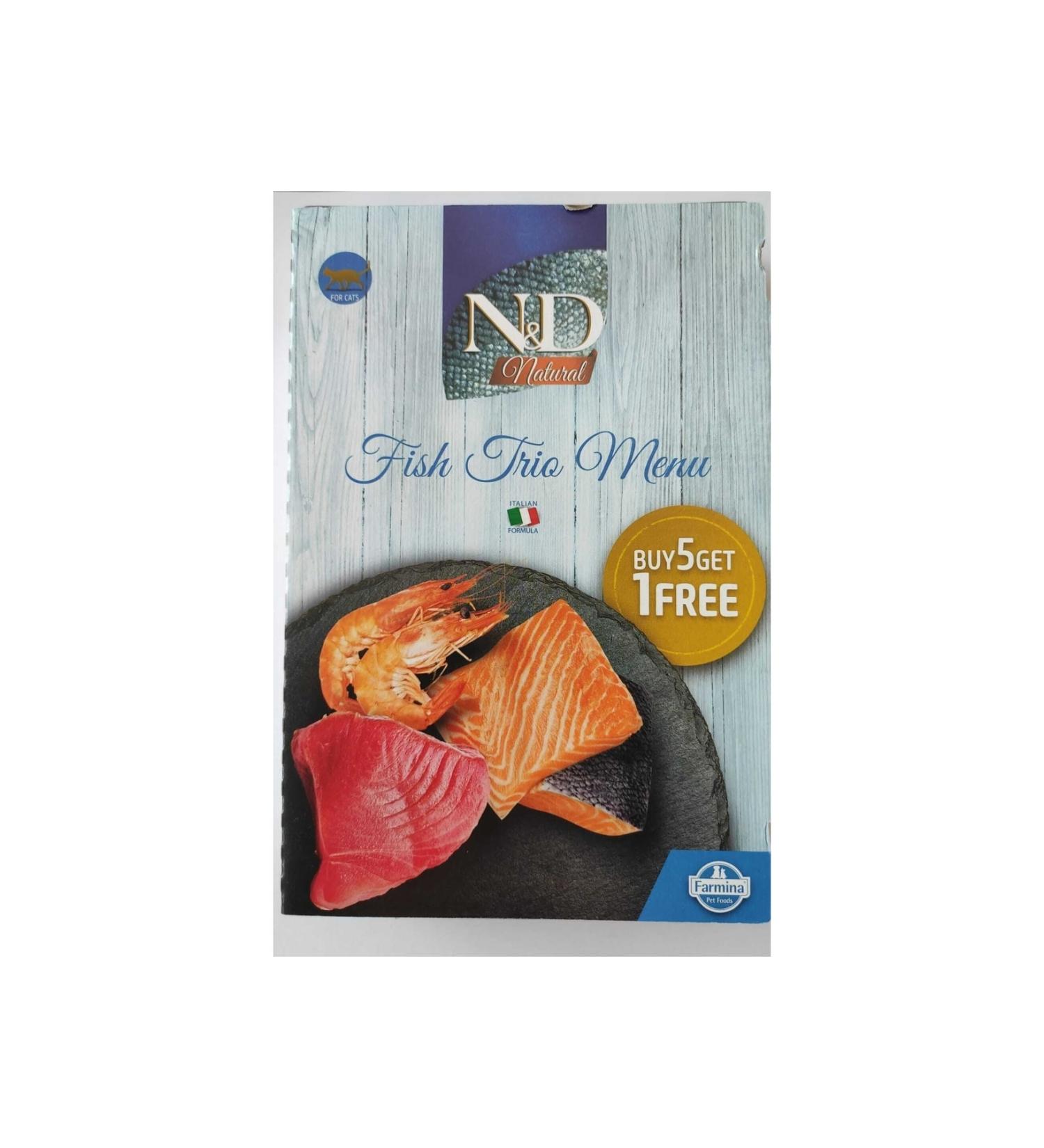 N & D Grain-Free Mix (2 Tuna-salmon 2 Tuna-shrimp 2 Tuna) Cat Canned Food 70 Gr X 6 Pieces