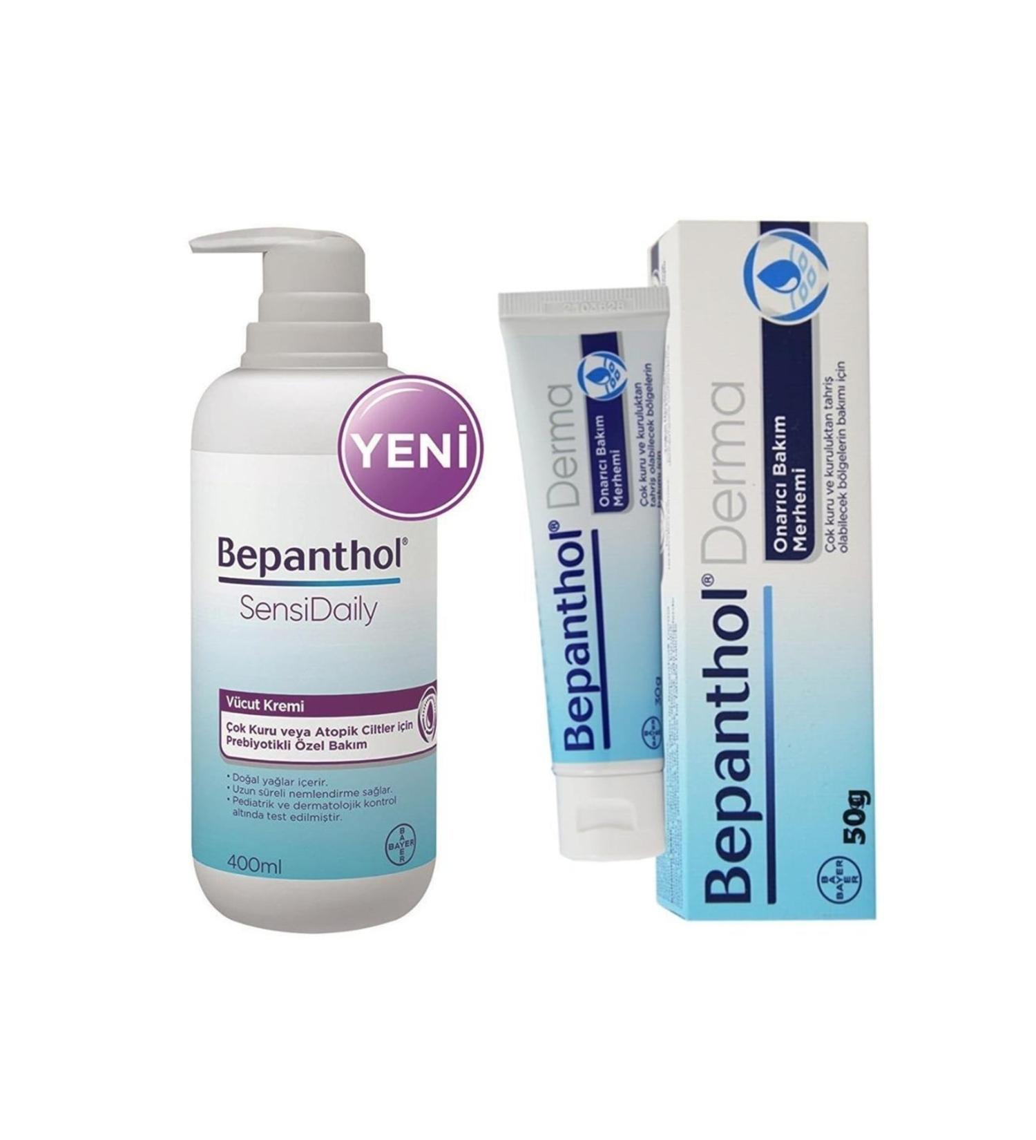 Bepanthol Sensidaily Pump Body Cream 400 ml + Derma Repair Care Ointment 50 gr - Buy Online on GoSupps.com