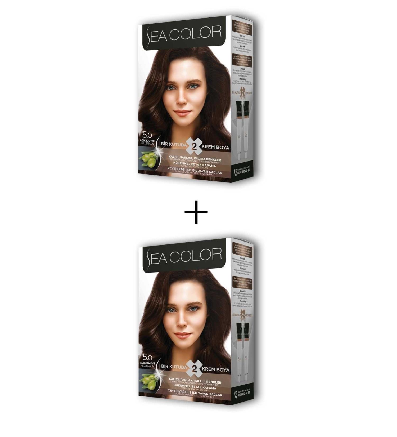 2X2 Tube Cream Hair Dye Set Light Brown No: 5.0