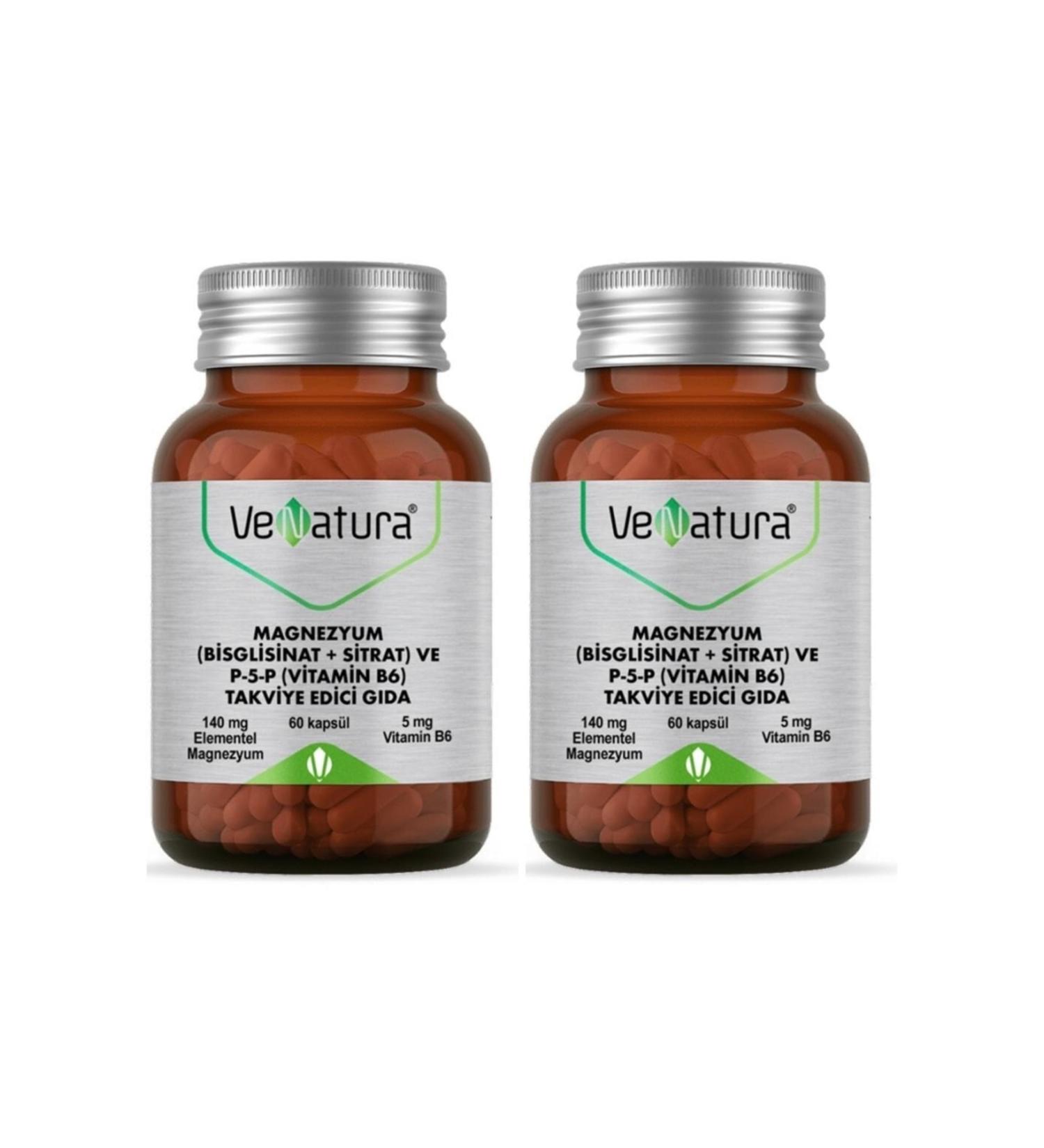 Venatura Magnesium (bisglycinate+citrate) And P5p (vitamin B6) 120 Capsules