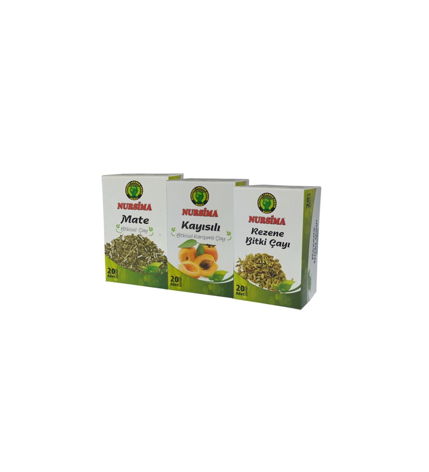 Nursima Mate Tea Herbal Tea Set 3 Pieces X 20 Pieces
