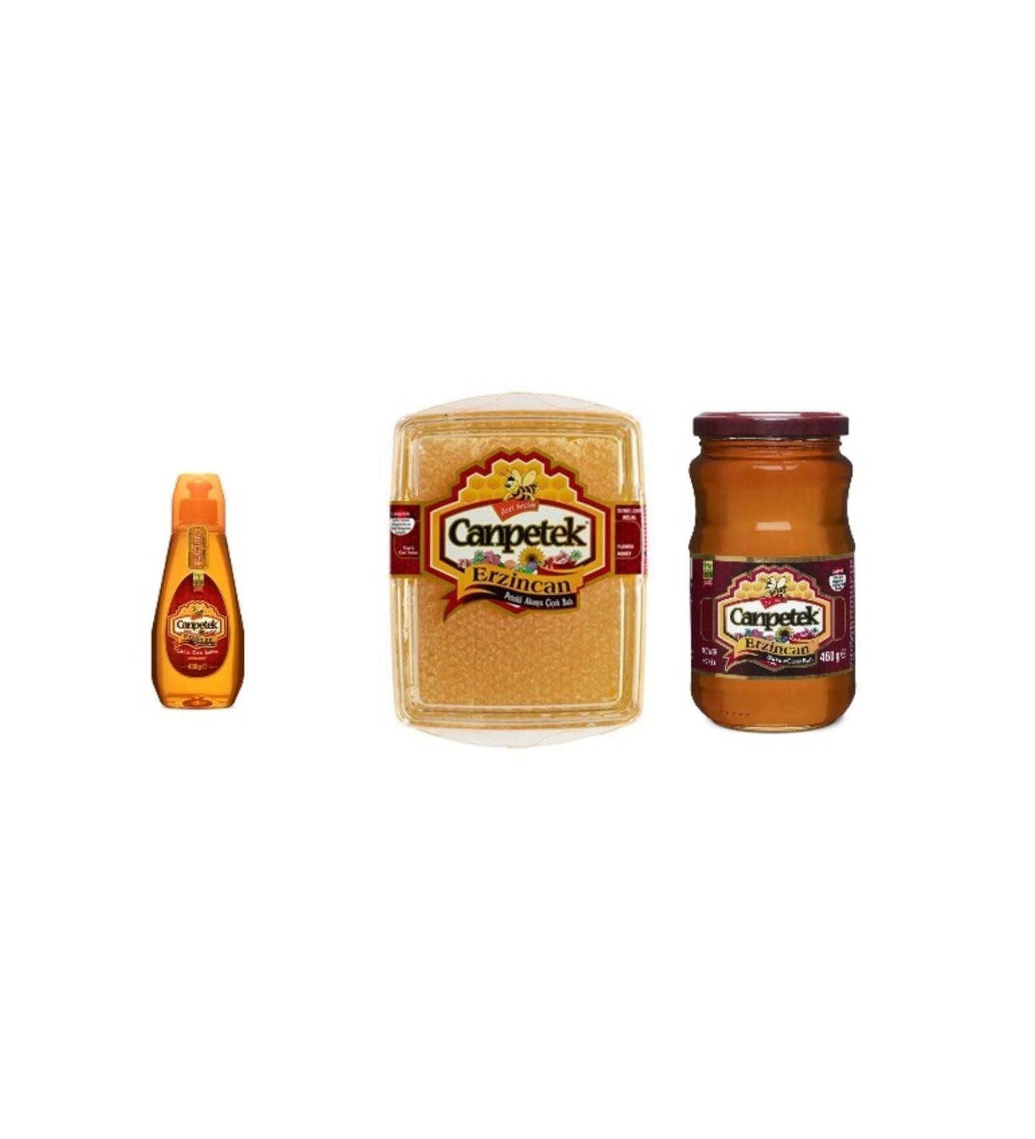 Canpetek Erzincan Flower Honey (460 gr Jar 400 gr Snap Lid 430 gr Honeycomb)