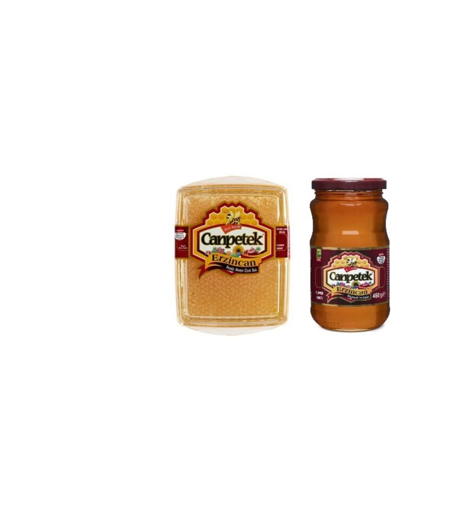Canpetek Erzincan Flower Honey (430 gr Plate Honeycomb 460 gr Jar)