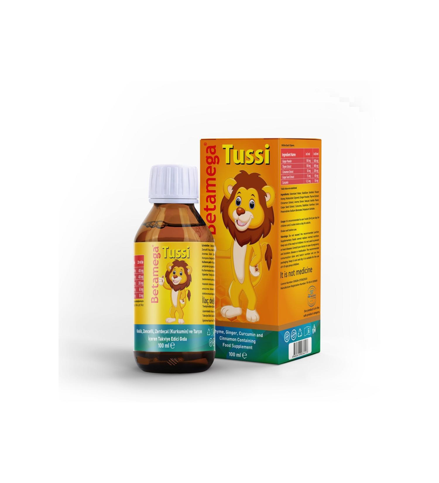 BETAMEGA Tussi Syrup Containing Thyme Ginger Turmeric and Cinnamon 100 Ml