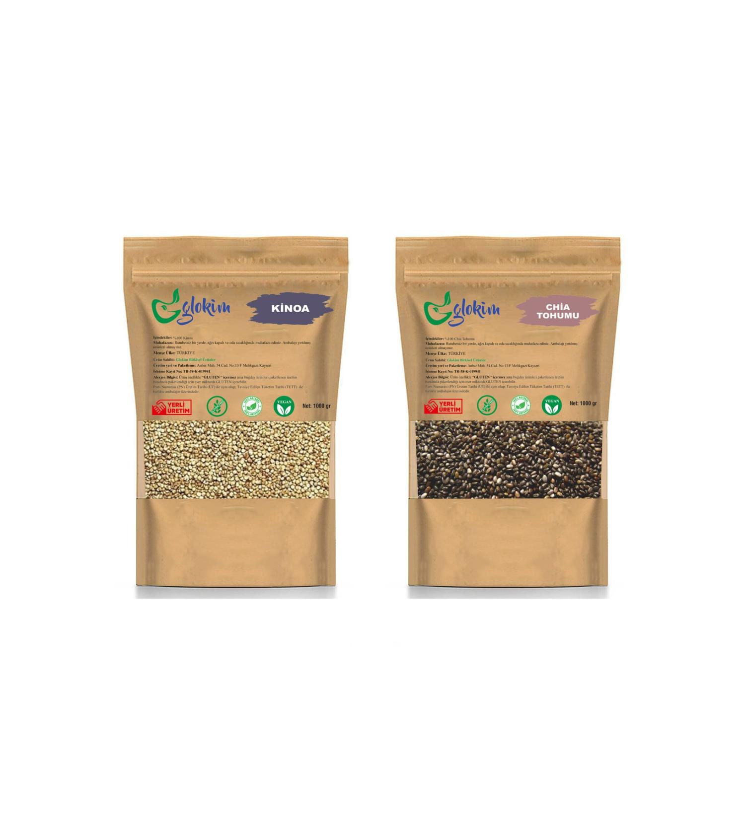 GLOKIM Chia Seed 1000 gr + Quinoa 1000 gr Gluten-free