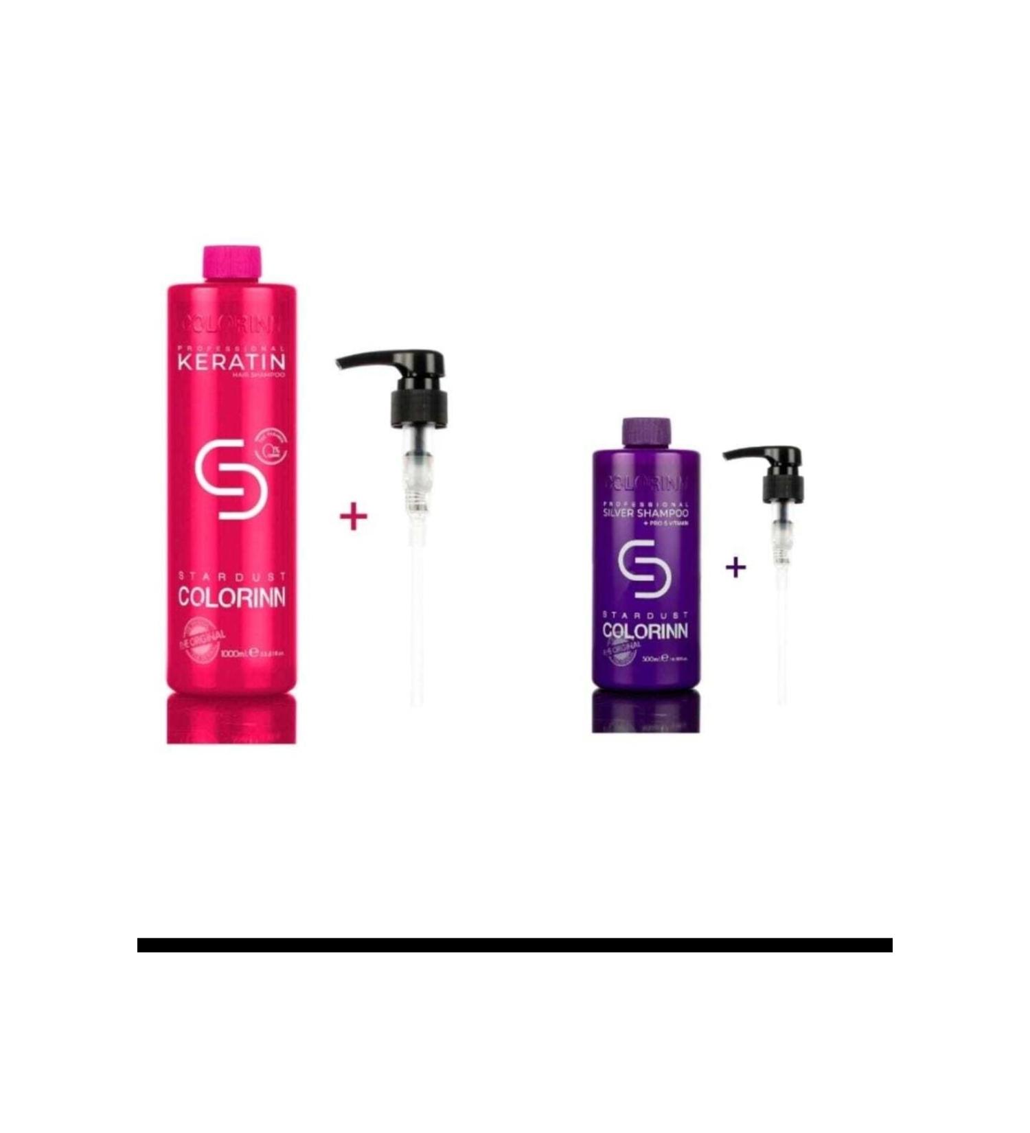 Colorinn Premium Series Pro Keratin Salt-Free Shampoo 1000 Ml + Silver Purple Shampoo 500 Ml
