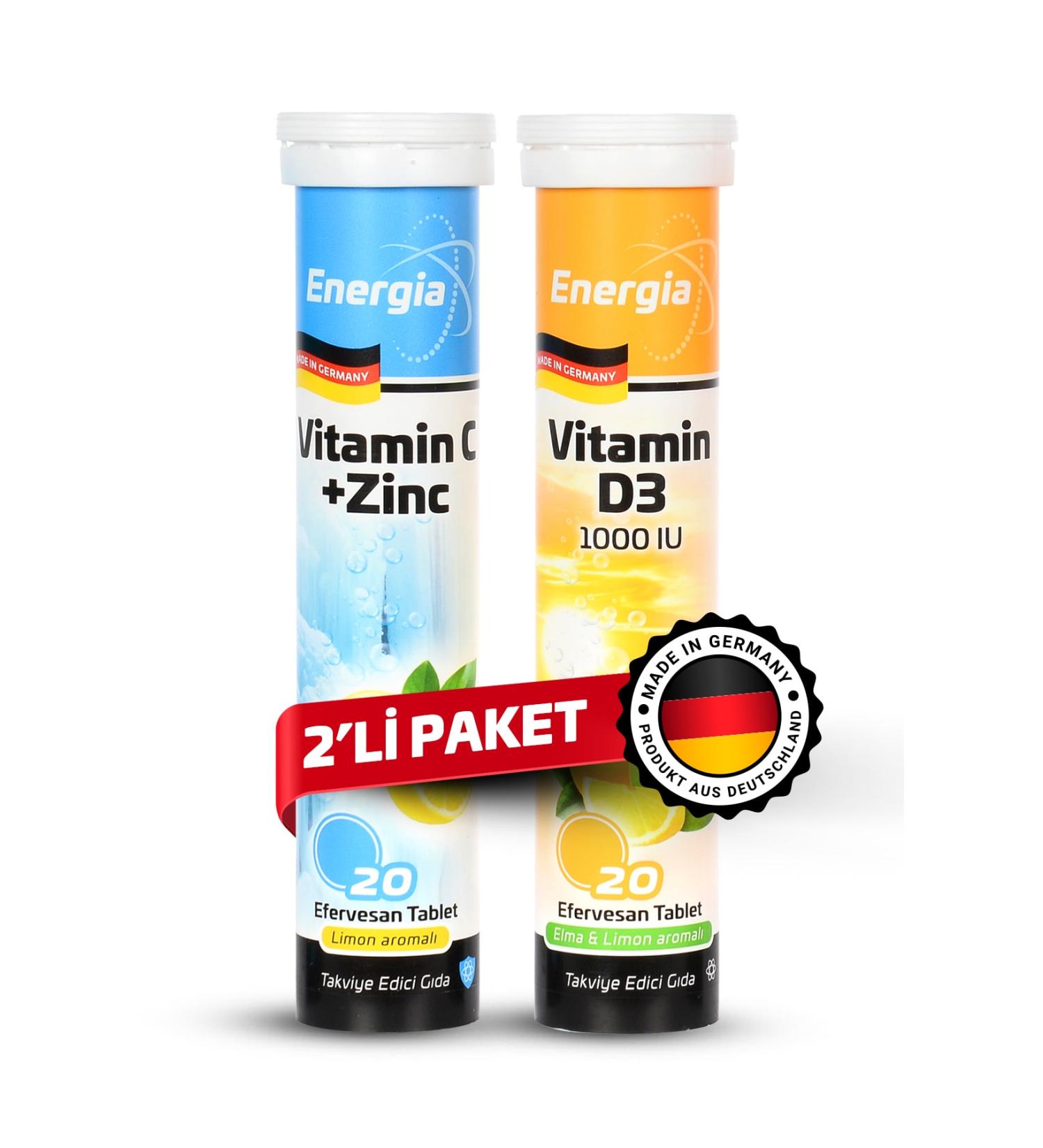 Energia Vitamin C and Zinc + Vitamin D Effervescent Tablet Food Supplement