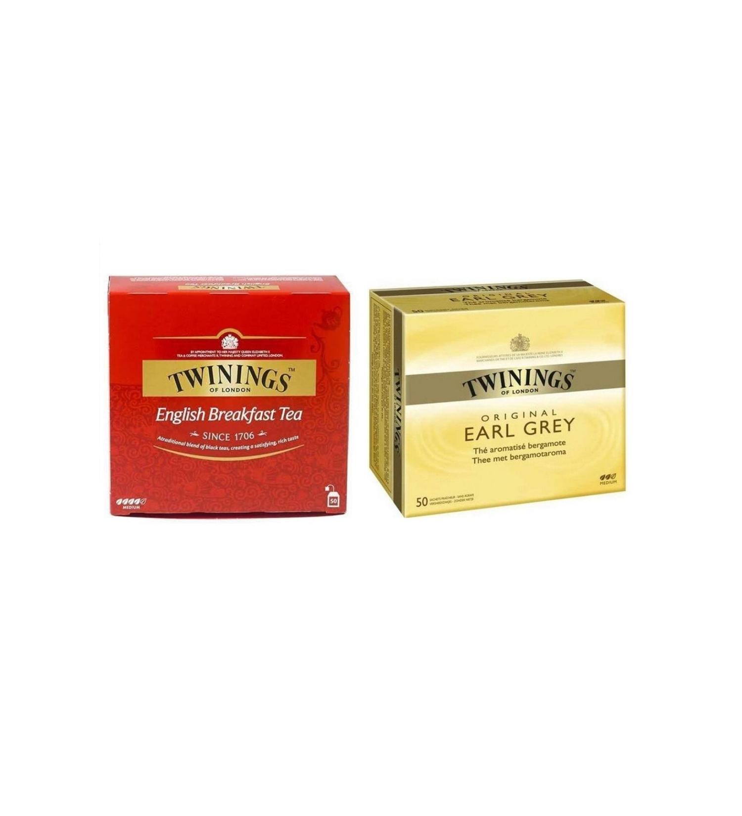 Twinings English Breakfast Tea & Earl Grey 50 Tea Bags 100 Gr 2 Pack