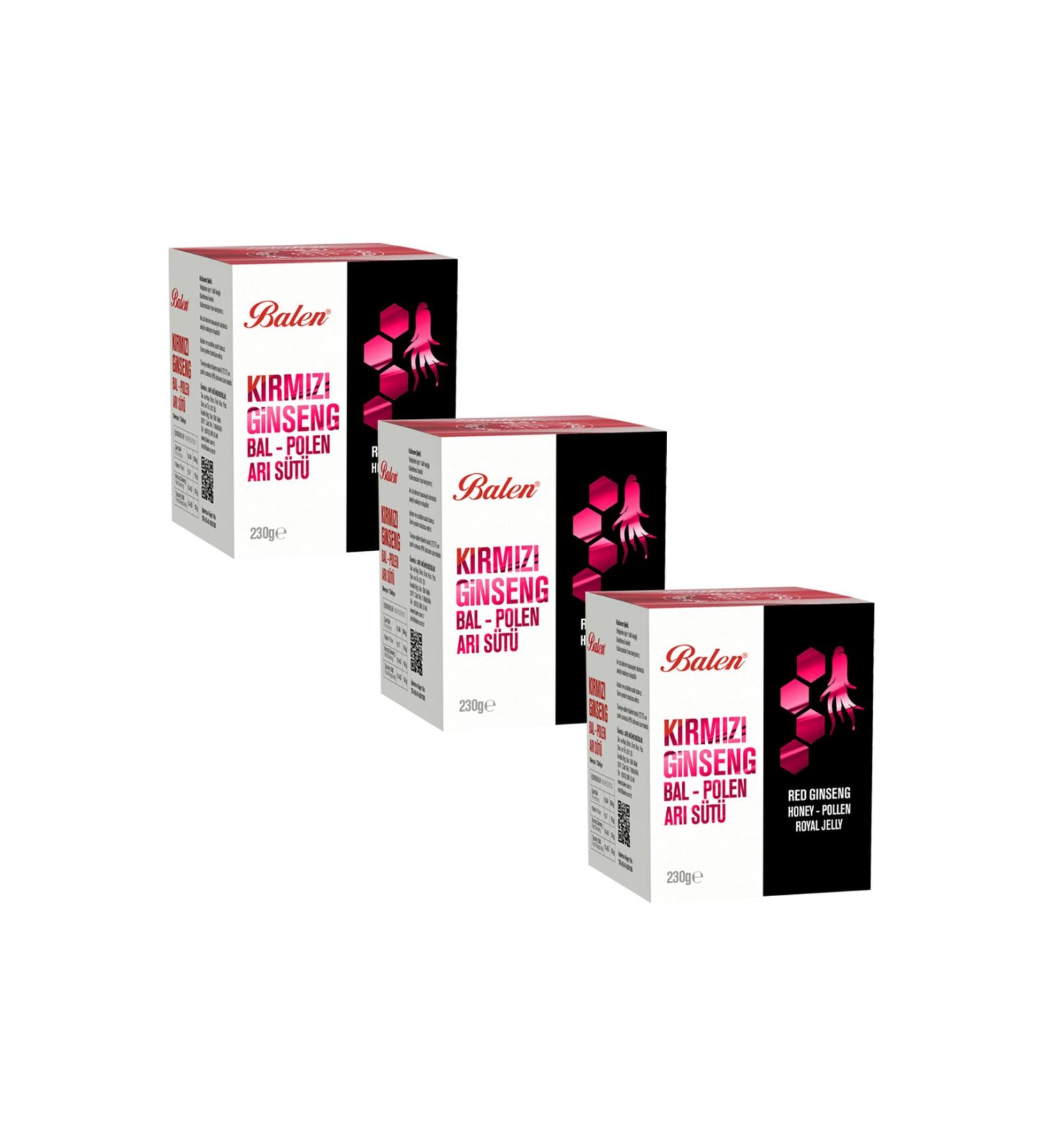 Balen Red Ginseng Honey Pollen Royal Jelly Paste 230 Gr X3 Pieces