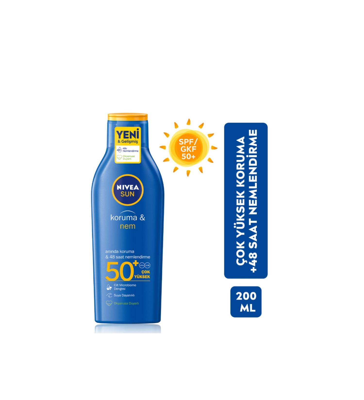 NIVEA Sun Spf 50 For Sensitive Skin Kids And Adult Strong Moisturizing Suntan Sun Cream 200 Ml - Buy Online on GoSupps.com
