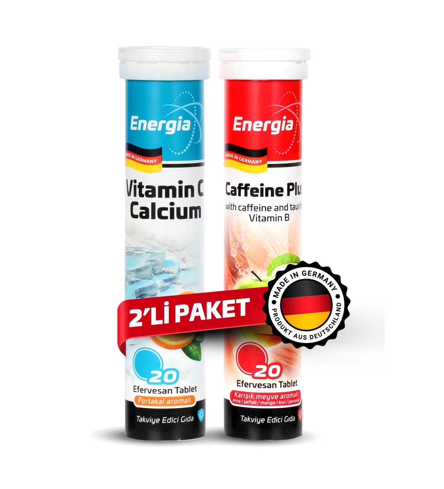 Energia Vitamin C and Calcium Caffeine Plus Effervescent Tablet Food Supplement