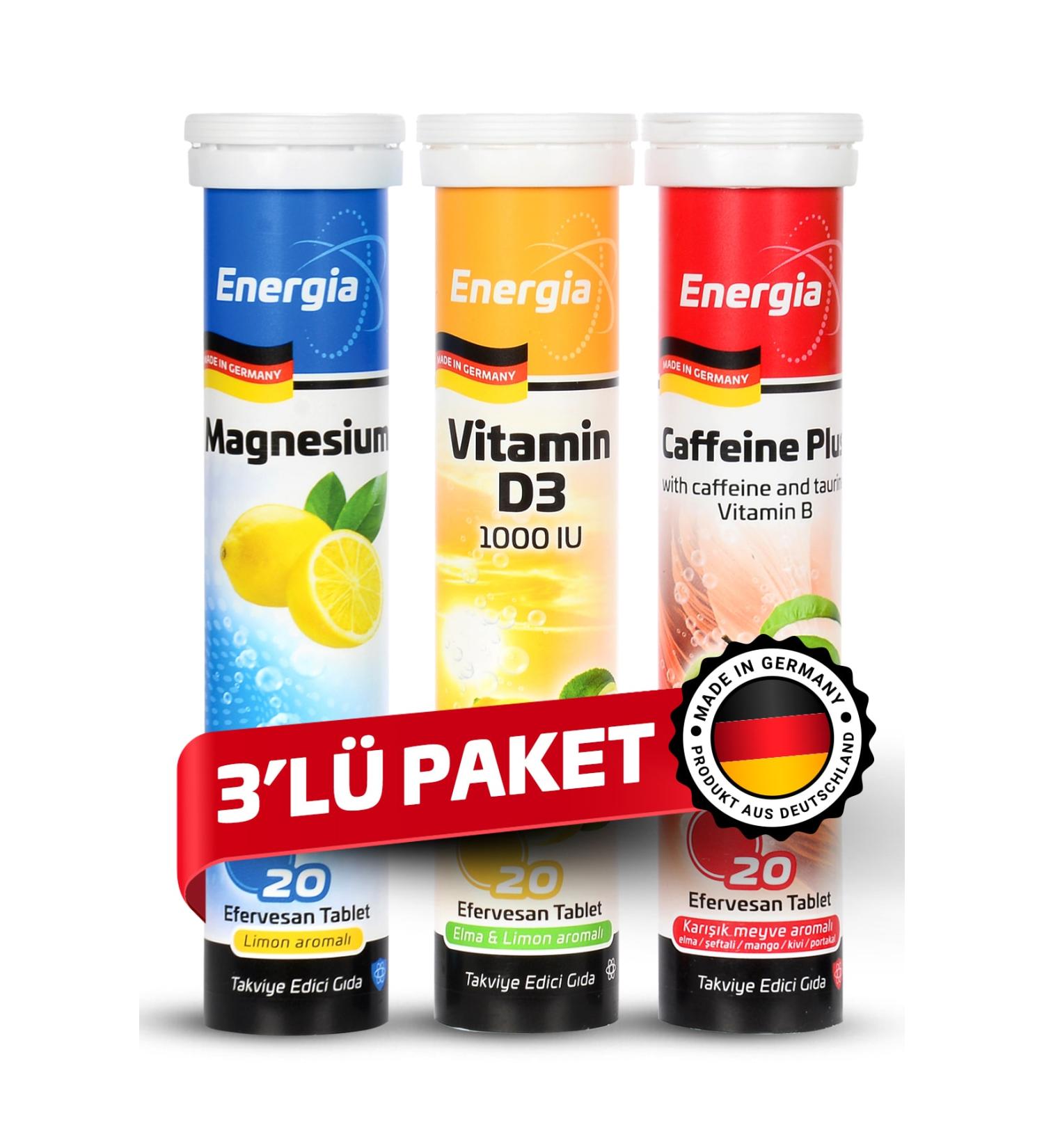 Energia Magnesium Vitamin D Caffine Plus Effervescent Tablet Food Supplement