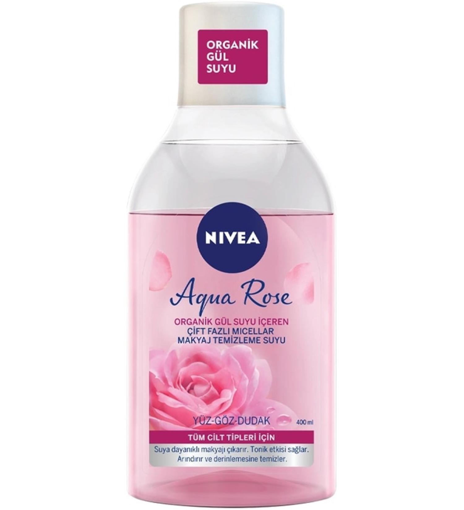 NIVEA Aqua Rose Dual Phase Cleansing Water Containing Organic Rose Water 400 Ml Ko akosmetik. - Buy Online on GoSupps.com