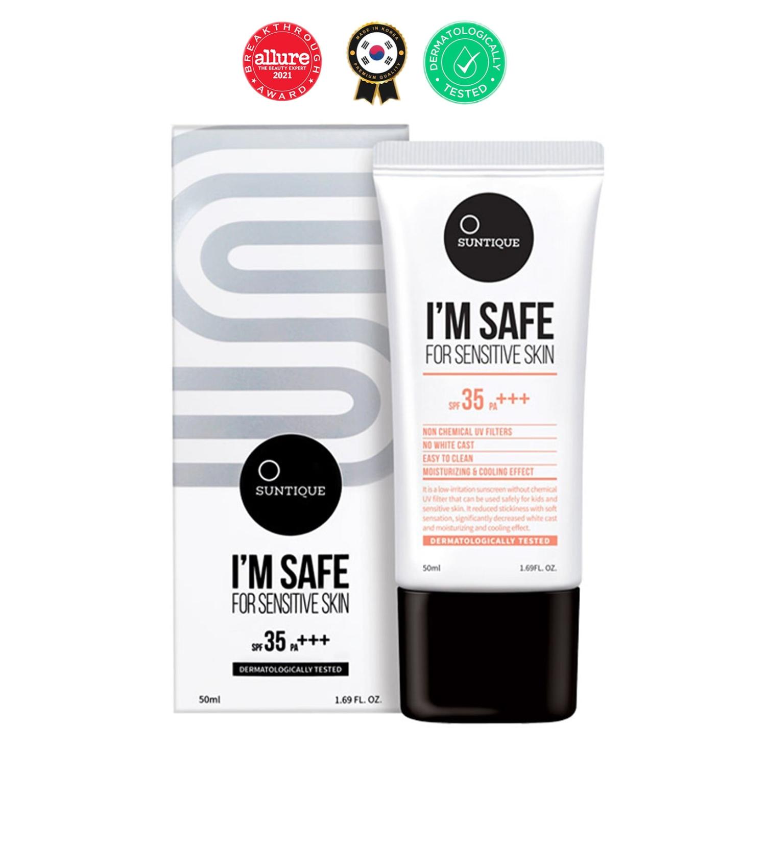 Suntique I'm Safe For Sensitive Skin Spf35 Pa+++ Moisturizing and Protective Sun Cream 50ml - Buy Online on GoSupps.com
