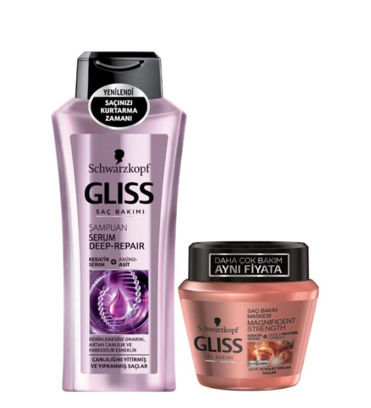 Gliss Hair Care Mask 300 Ml. Shampoo 360 Ml. Set of 2