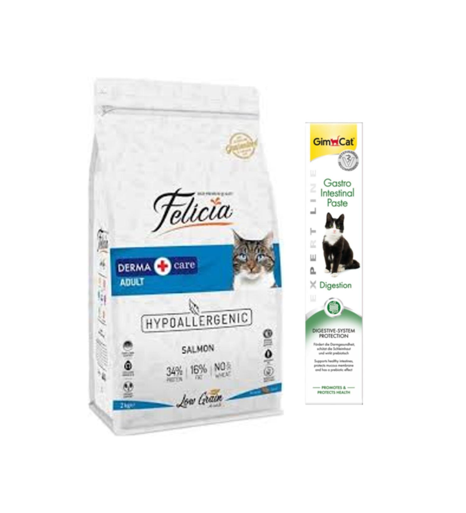 Felicia Low Grain Salmon Adult Cat Food 2 kg + Gimcat Gastro Paste 50 gr