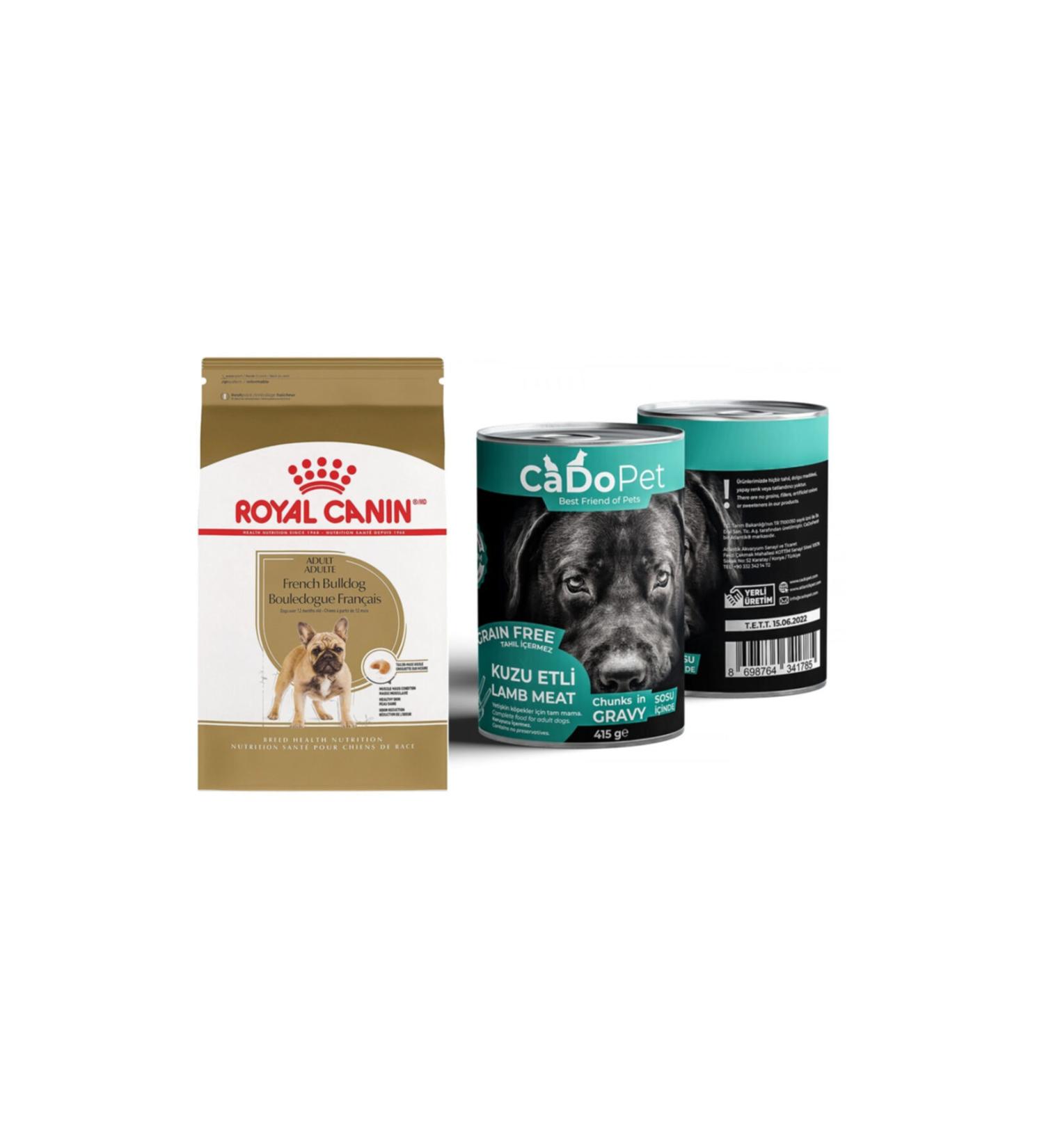 Royal Canin Adult French Bulldog Dog Food 3 Kg + Cadopet Lamb Meat Canned 415 Gr 2 Pieces